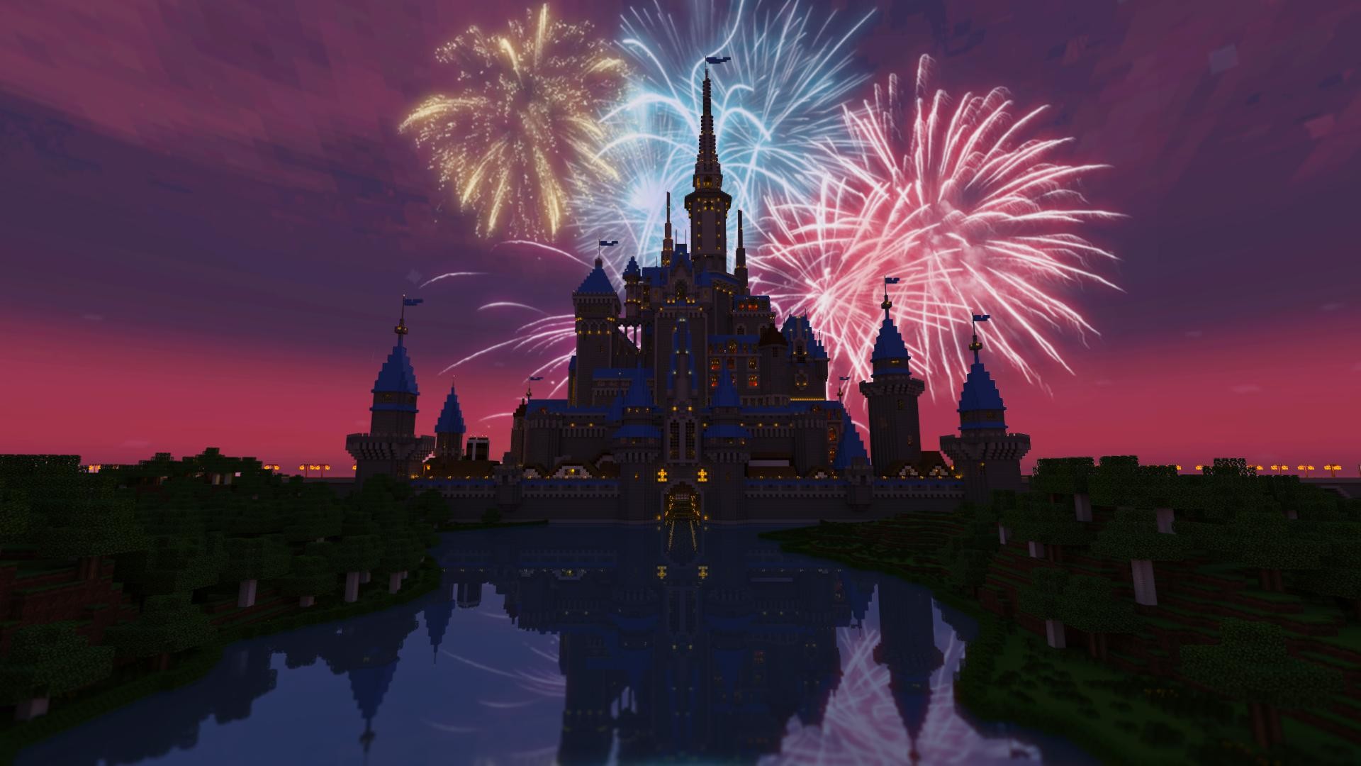 1920x1080 Disney Castle Fireworks Render