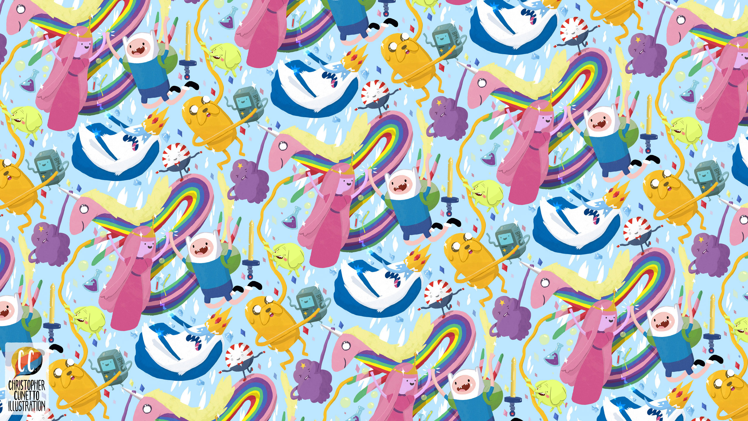 2560x1440 Adventure Time Pattern Wallpaper
