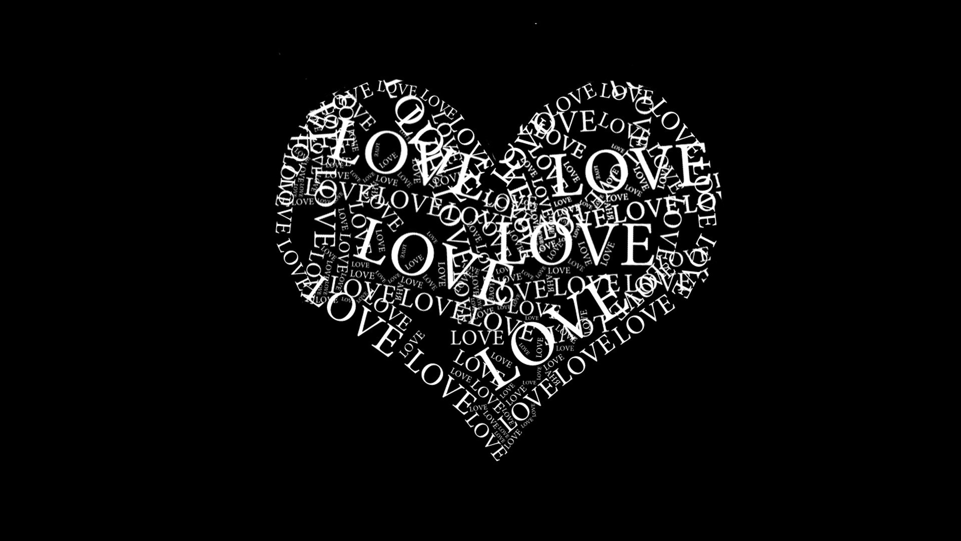 1920x1080 The Word Love in Black and White Wallpaper 1080p