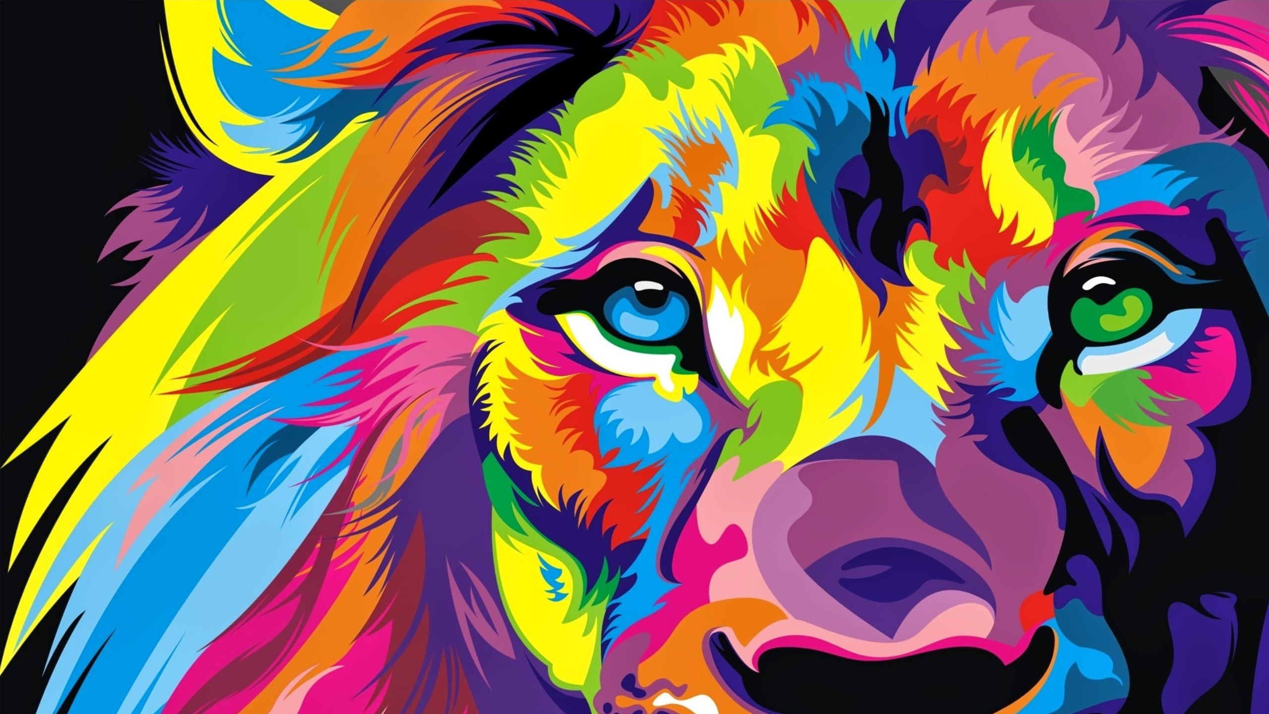2560x1440 Rainbow Lion HD Wallpaper