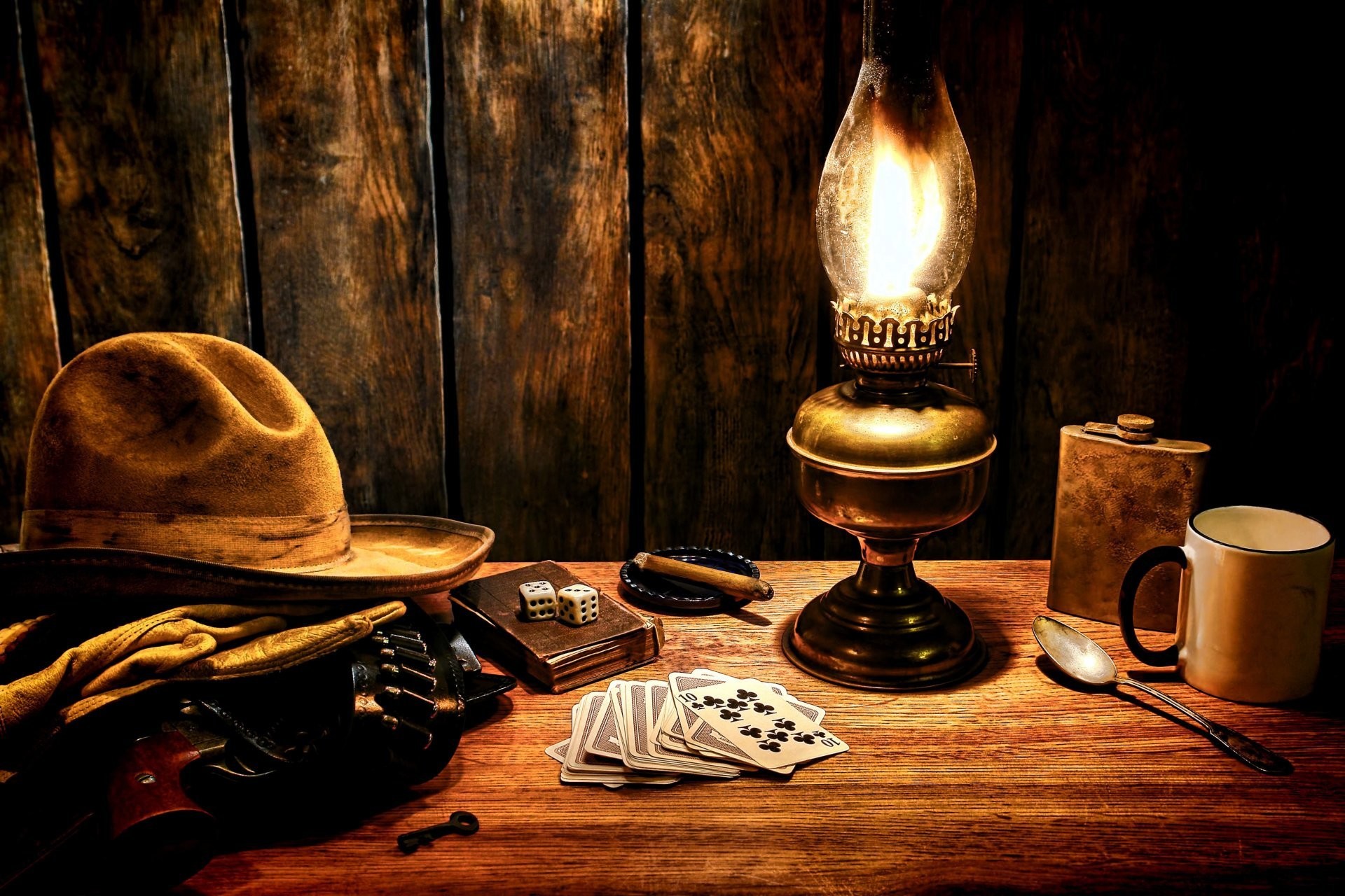 1920x1280 table surface cowboy hat gloves revolver colt bandolier wild west wild west  light playing cards bone