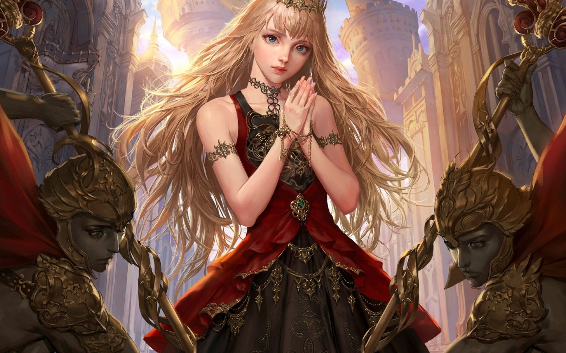 1920x1200 Video Game - Legend Of The Cryptids Fantasy Woman Flicka Crown Jewelry  Blonde Long Hair Blue