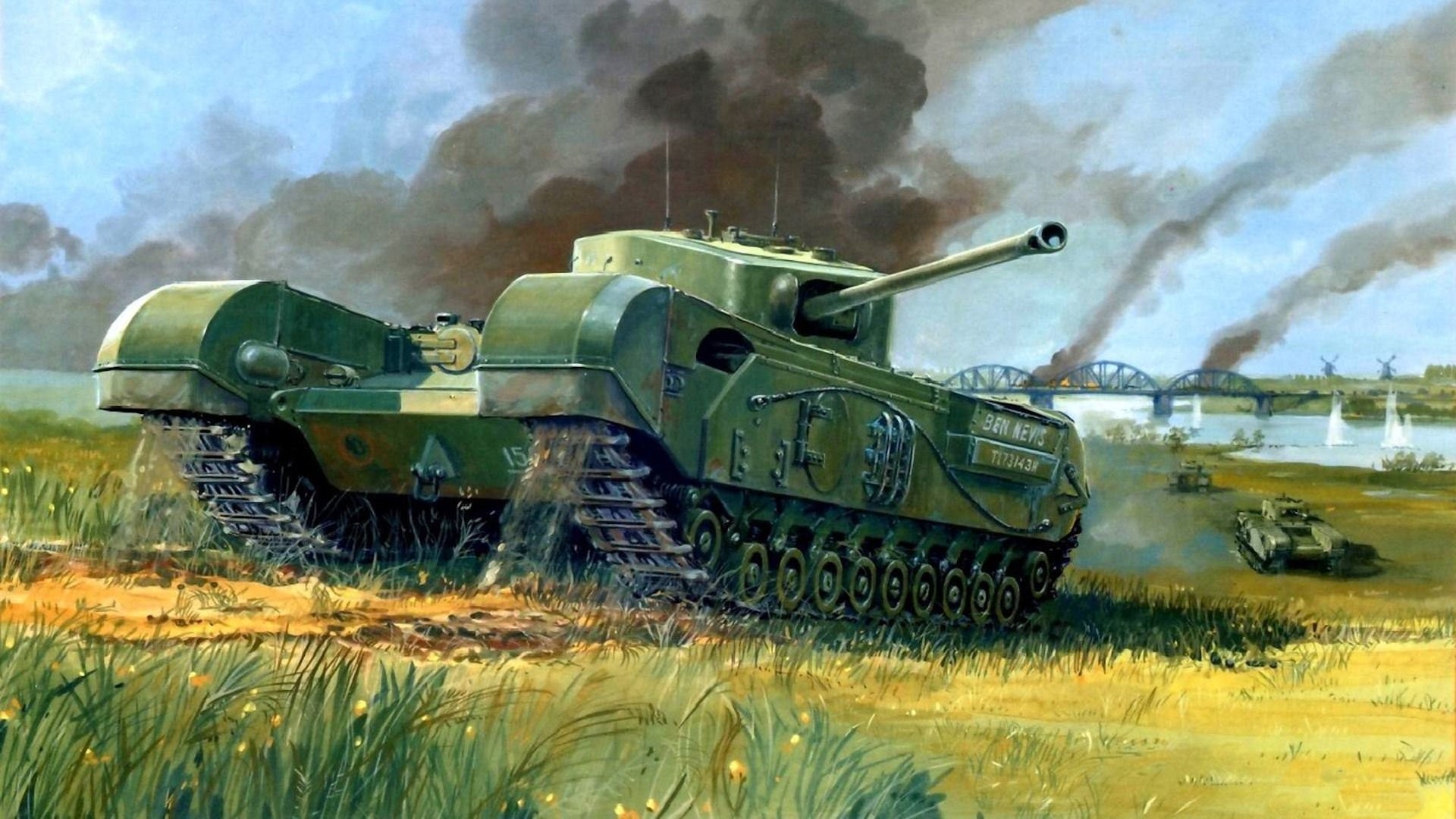 1920x1080 churchill tank infantry tank mk iv bridge war picture