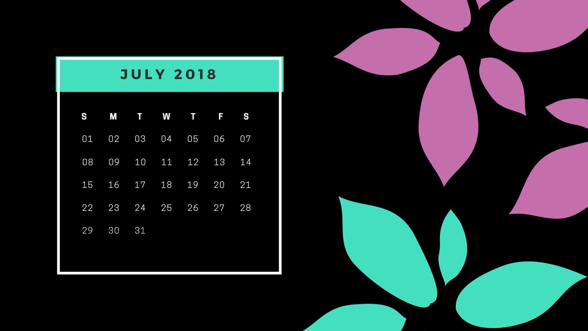 1920x1080 Sweet July 2018 Hd Calendar Wallpaper ...