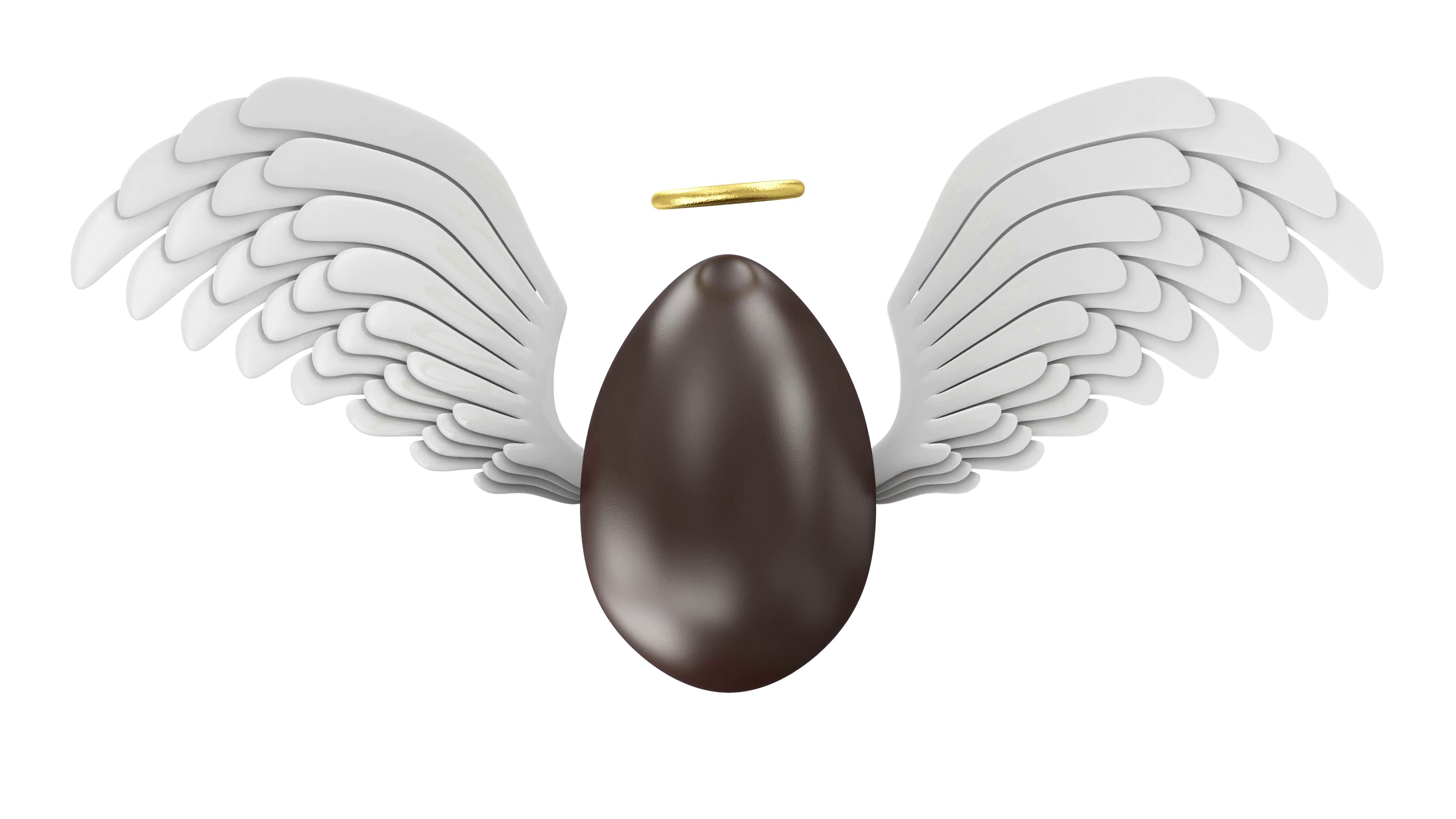 3840x2160 4K Animation of Chocolate Easter Egg with Angel Wings and Golden Nimbus