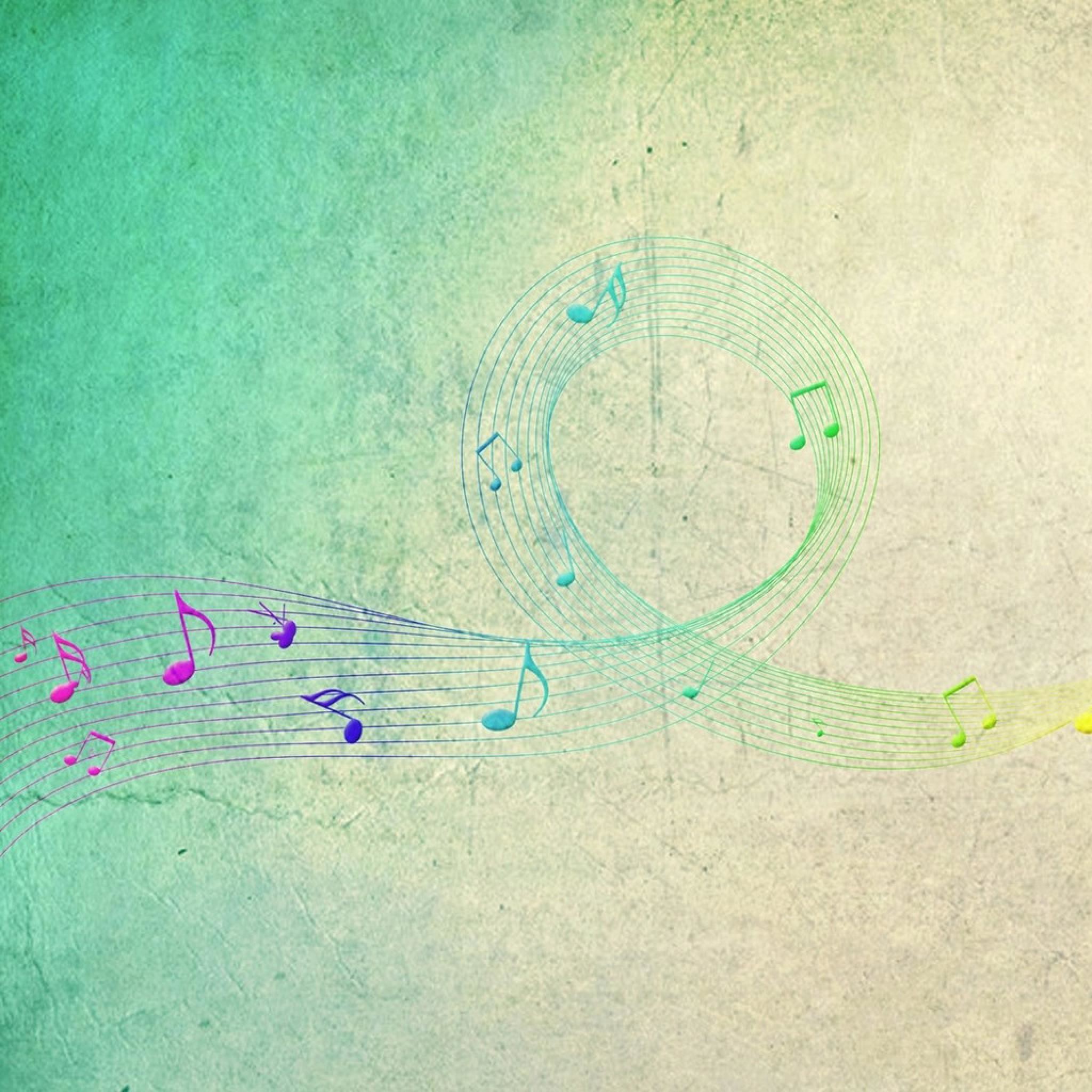 2048x2048 Colorful Music Notes Background