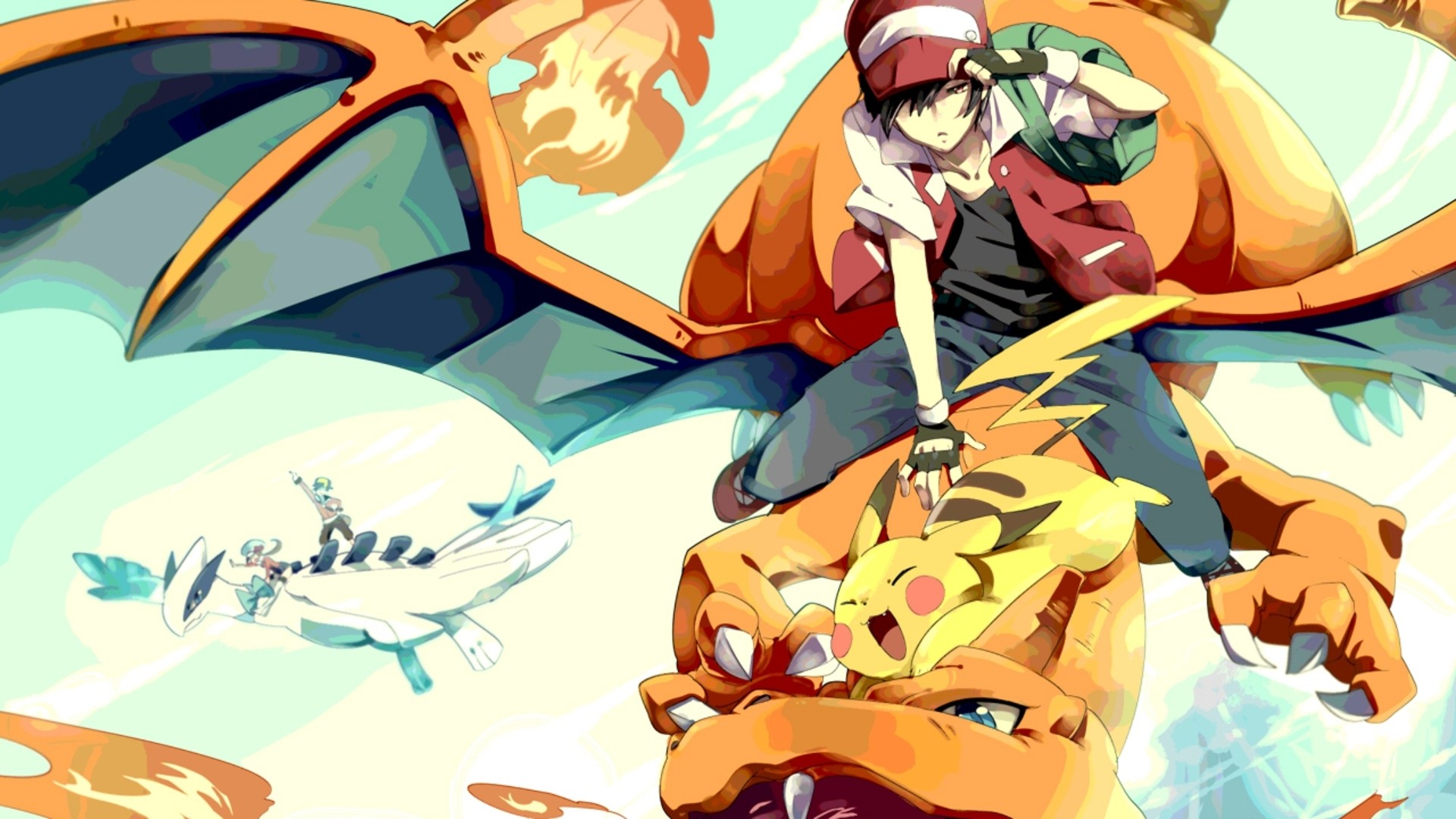 1920x1080 Red, the Pokemon Champion of the Kanto region. Oh, look there's gold in the  back!
