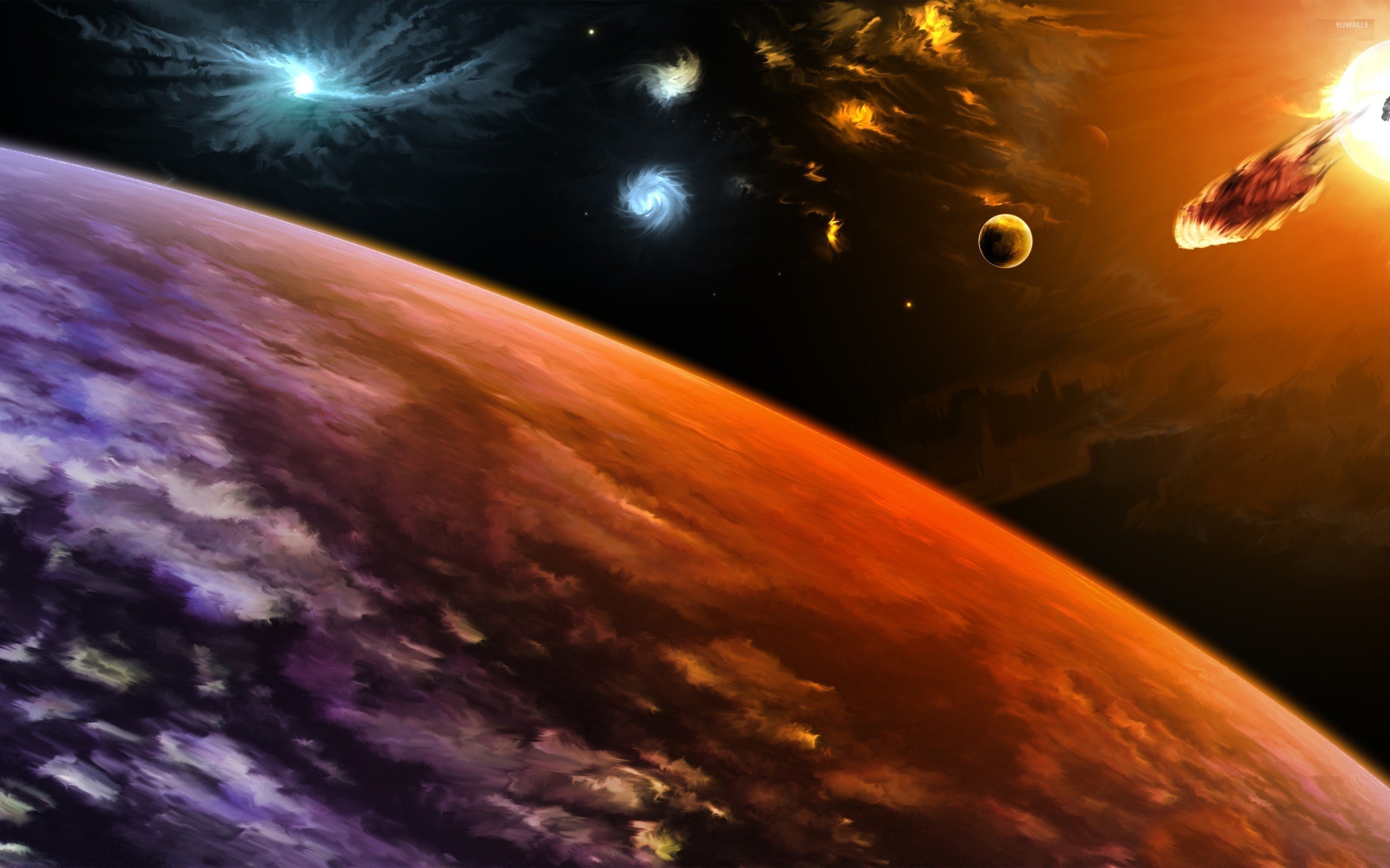 2560x1600 Planets hit by asteroids [3] wallpaper