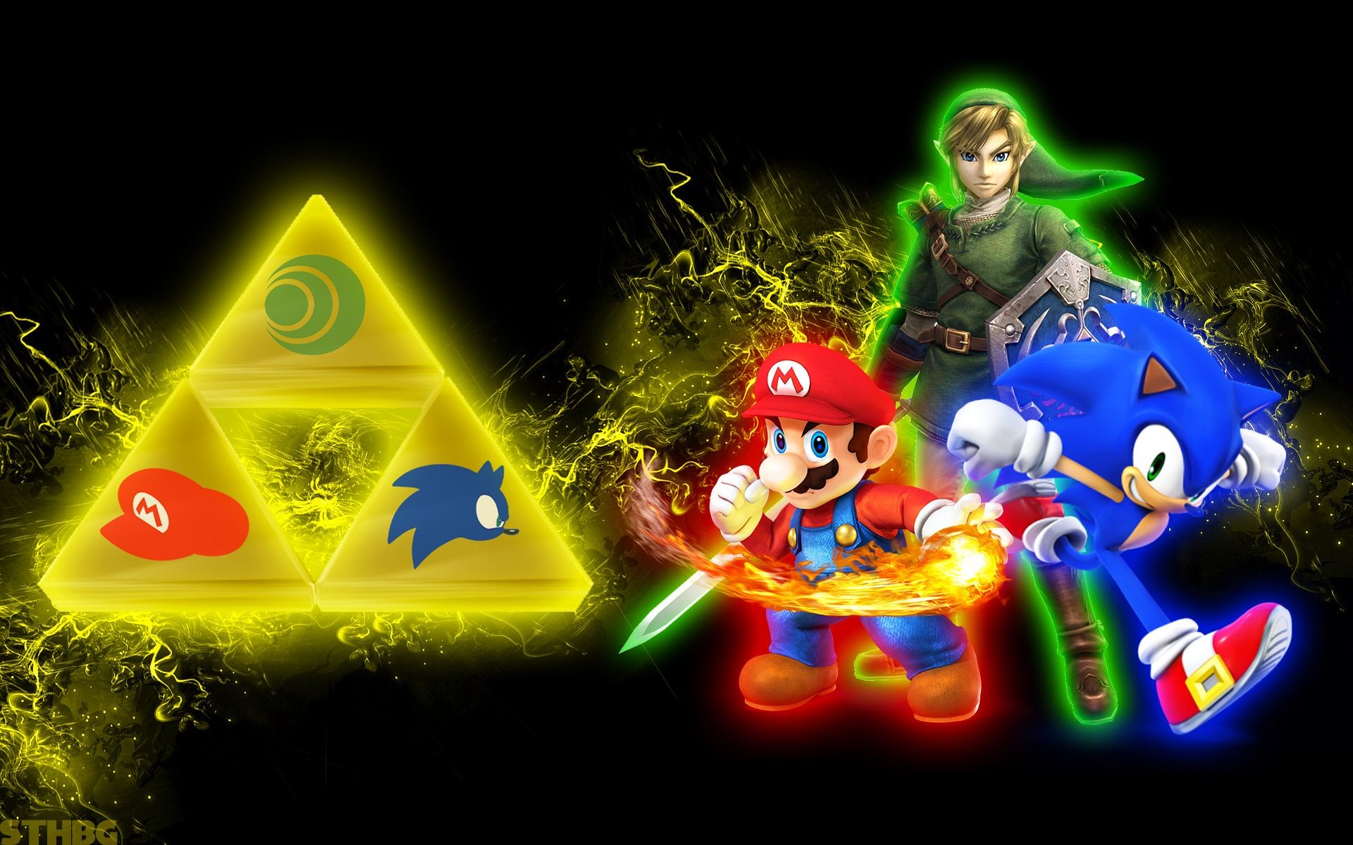 1920x1200 link mario and sonic wallpaper by sonicthehedgehogbg on