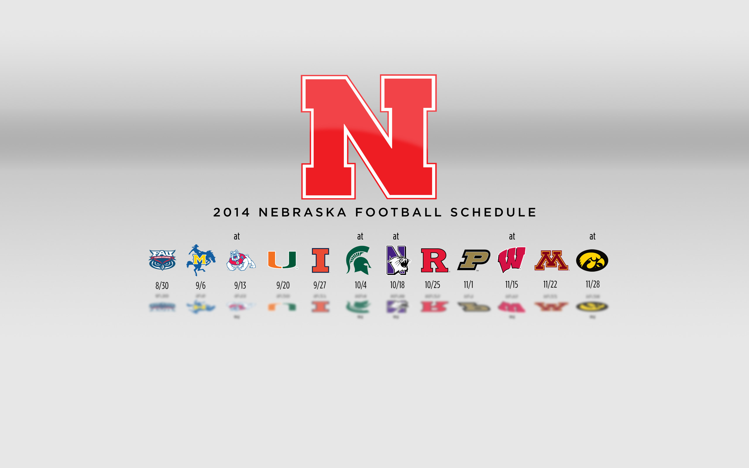 2560x1600 White Background 2014 Nebraska Football Schedule Wallpaper – Widescreen