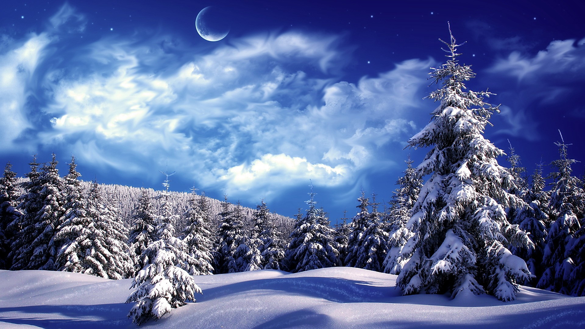 1920x1080 Snowy Winter Scenes Wallpaper | Snowy wonderland, mountain, scene, sky,  snow,