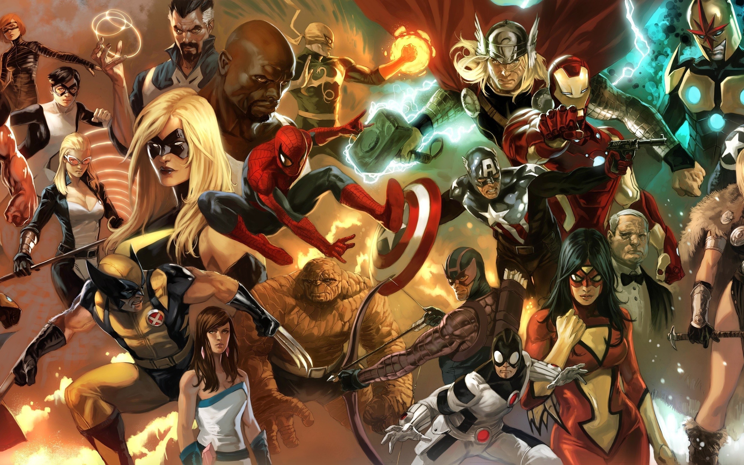 2560x1600 Comics - Marvel Comics Spider-Woman Doctor Strange Thor Iron Man Spider-Man  Wolverine