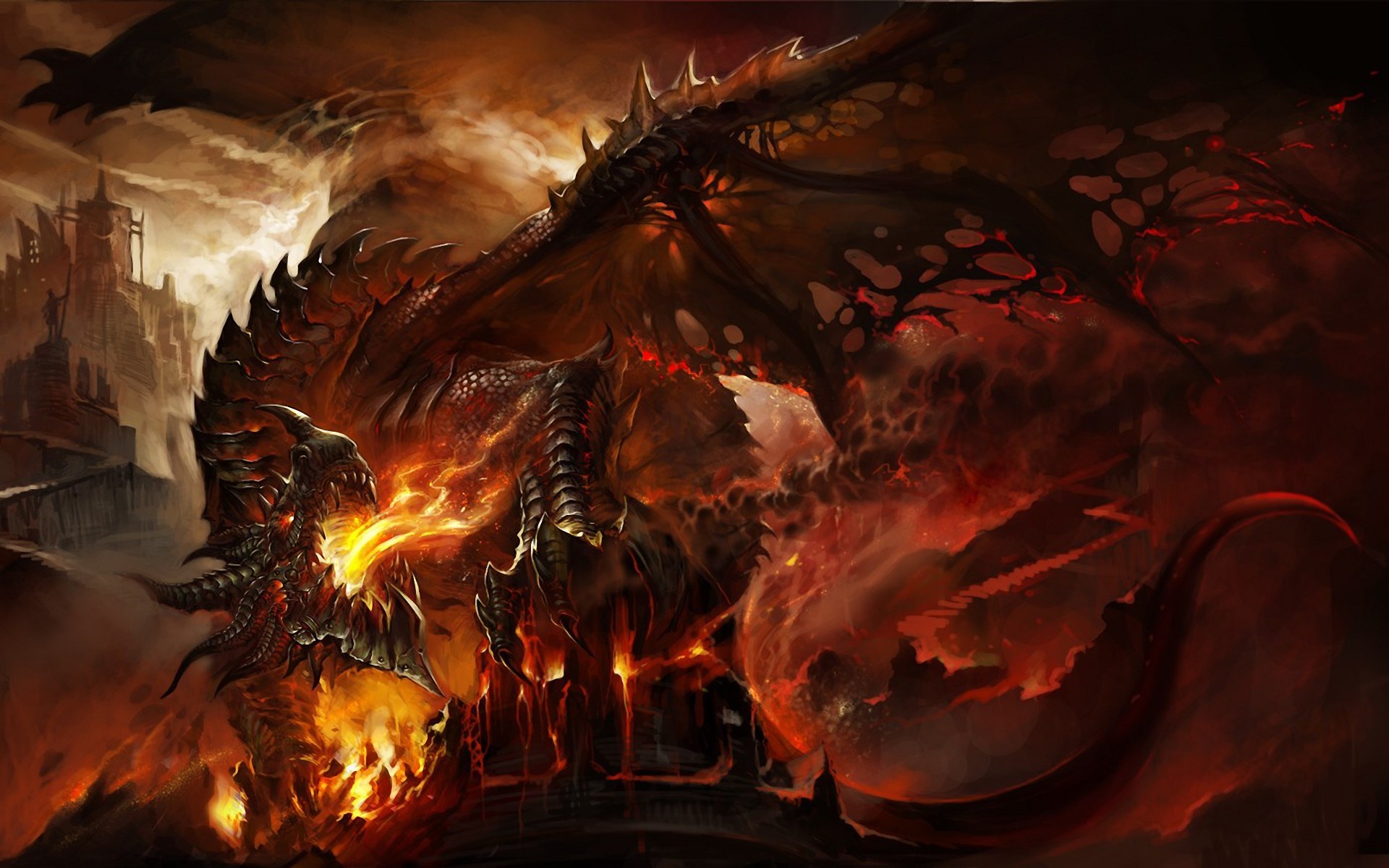 1920x1200 Abstract Dragons Fire Fantasy Art Deathwing Artwork World Of Warcraft  Cataclysm Wallpaper At 3d Wallpapers