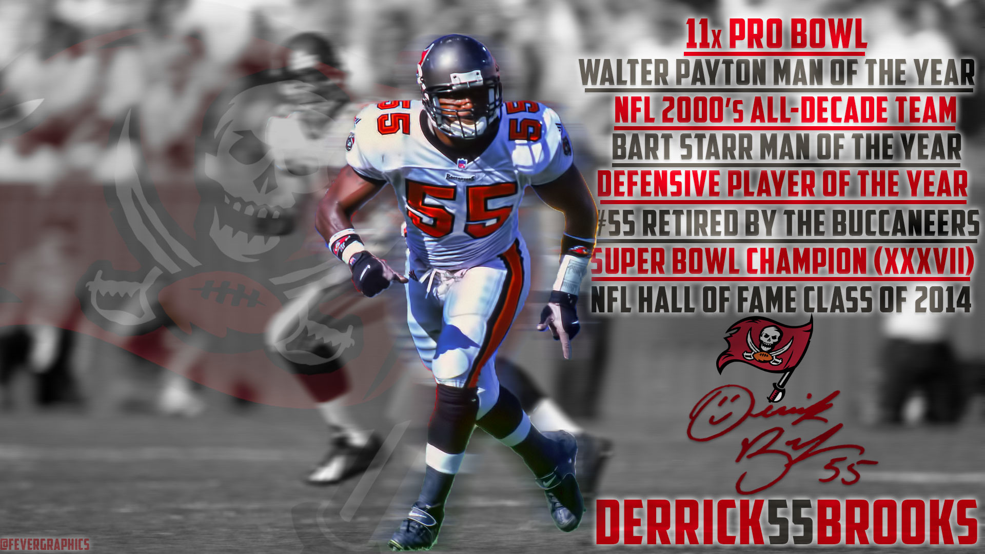 1920x1080 My favorite Buccaneer ever, Derrick Brooks. I made you guys a wallpaper! I  take requests as well!