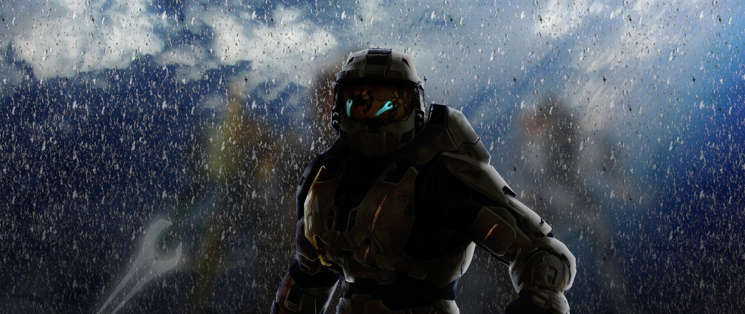 2560x1080 Preview wallpaper halo, soldier, armor, look 