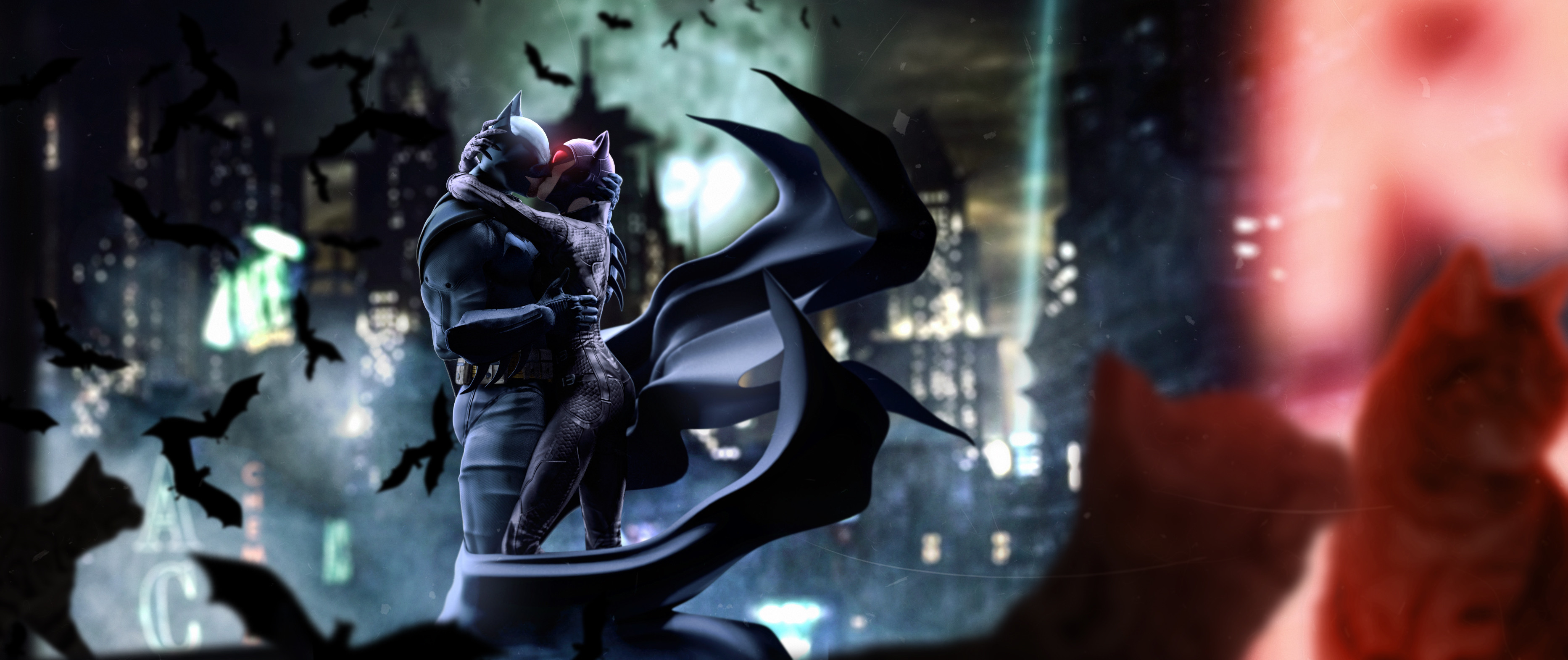 3731x1571 Video Game - Batman: Arkham City Batman Catwoman Wallpaper