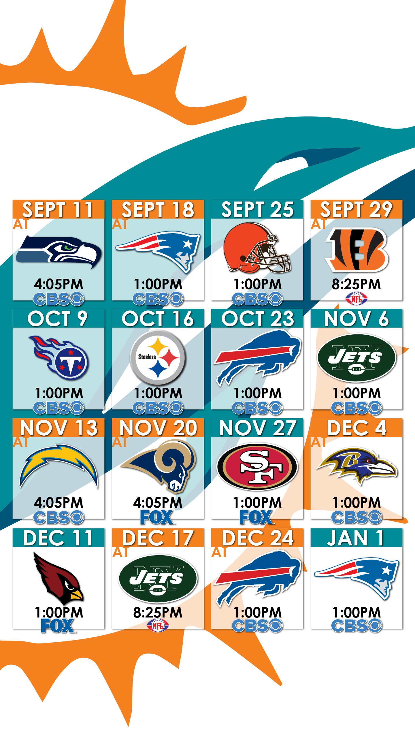 1440x2560 Miami Dolphins Schedule Wallpaper for iPhone ...