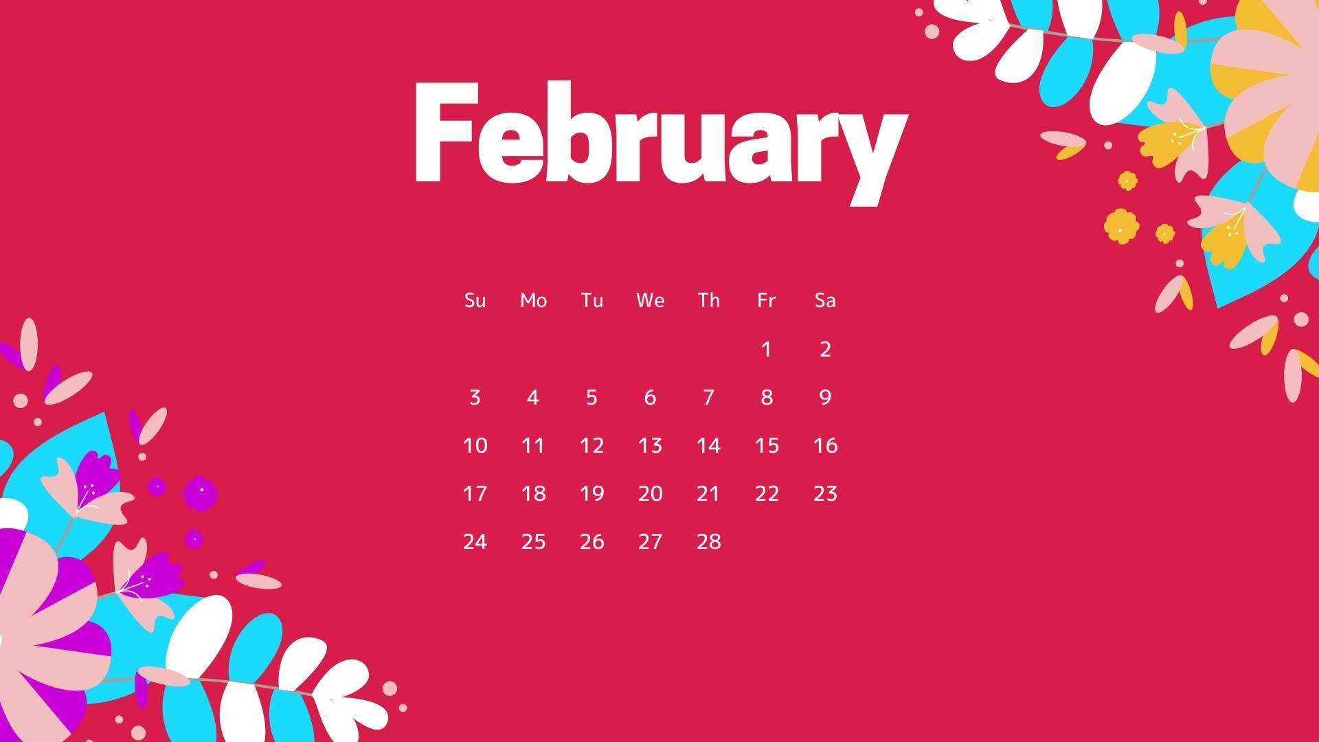 1920x1080 february 2019 monthly hd calendar