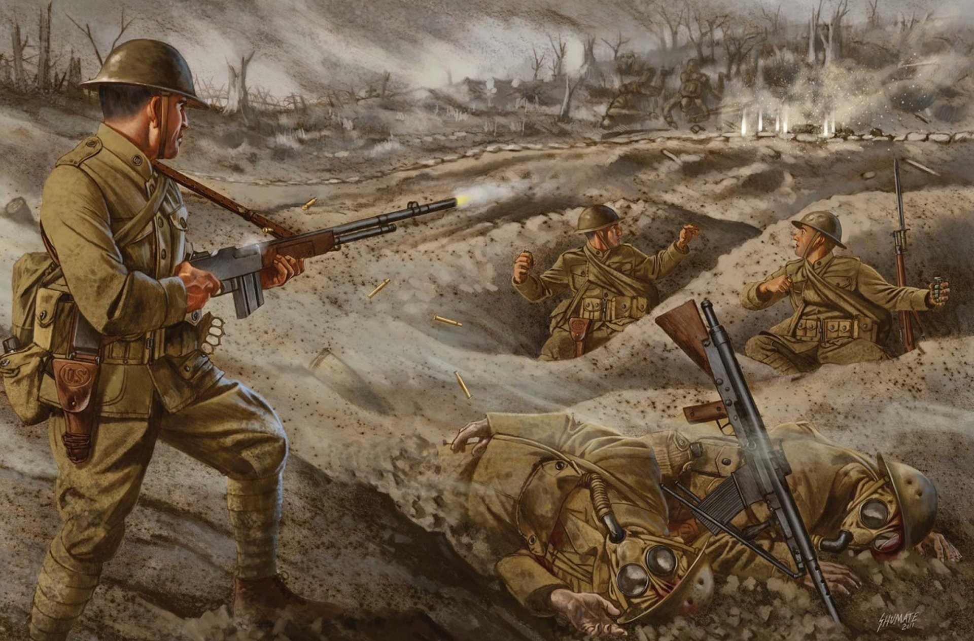 1920x1265 art war trenches men lightweight machine gun browning automatic rifle 1  shots picture