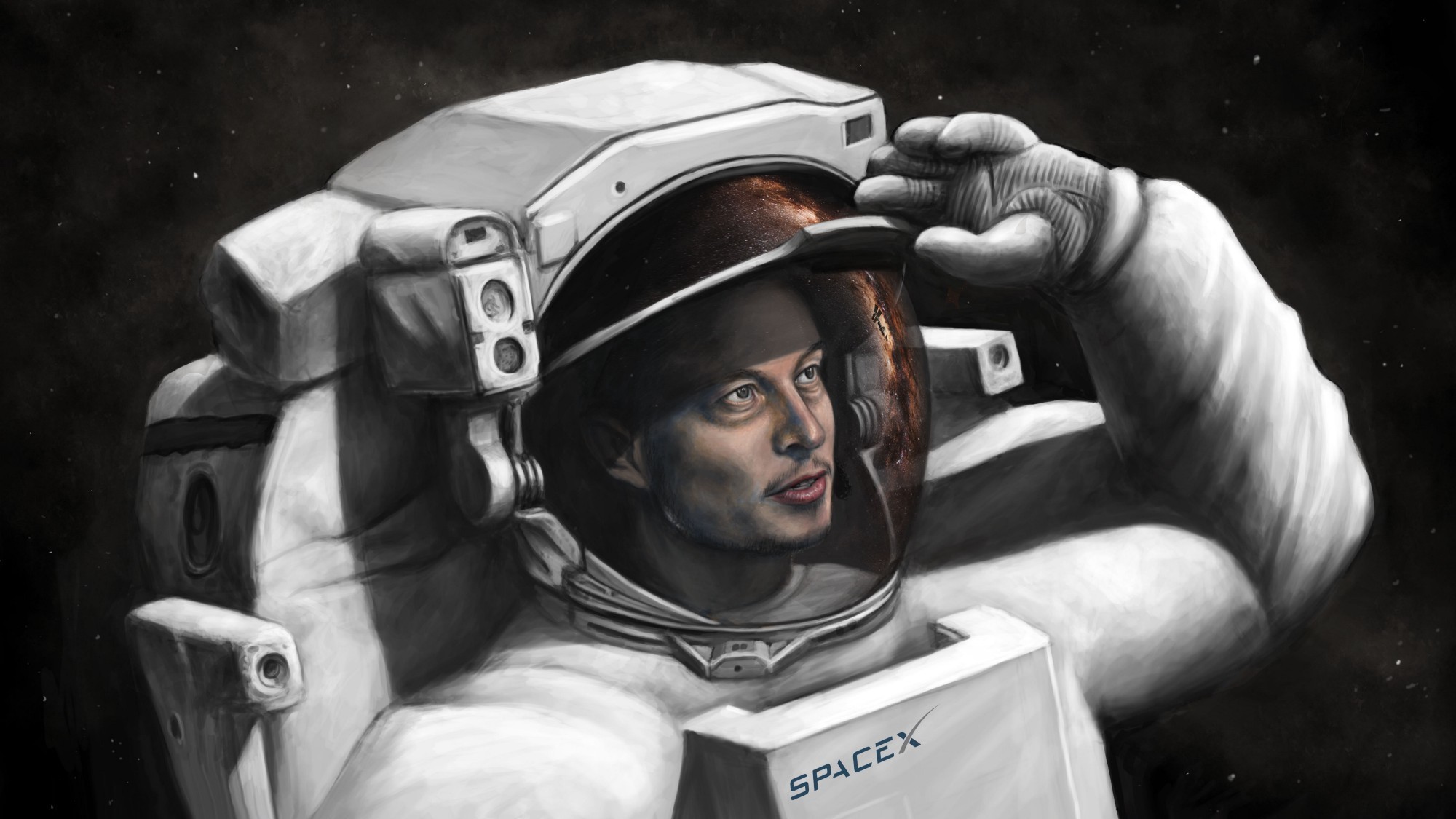 2000x1125 astronaut, Elon Musk, Artwork, SpaceX Wallpapers HD / Desktop and Mobile  Backgrounds