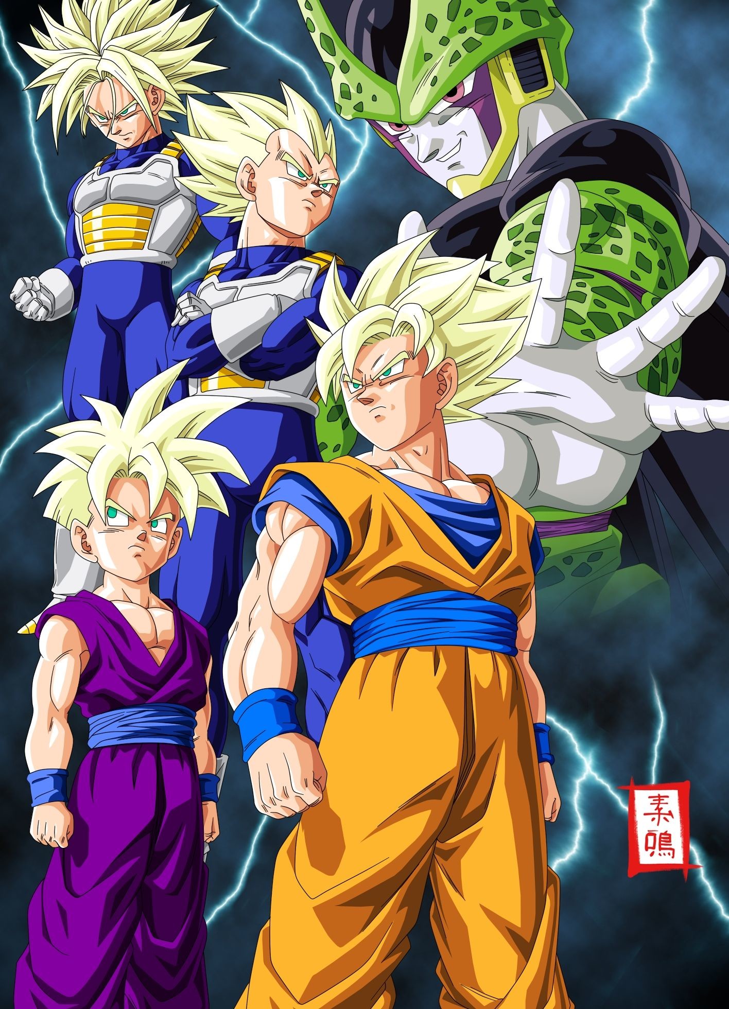 1416x1960 Download Wallpapers, Download 1280x800 vegeta cell son goku trunks .