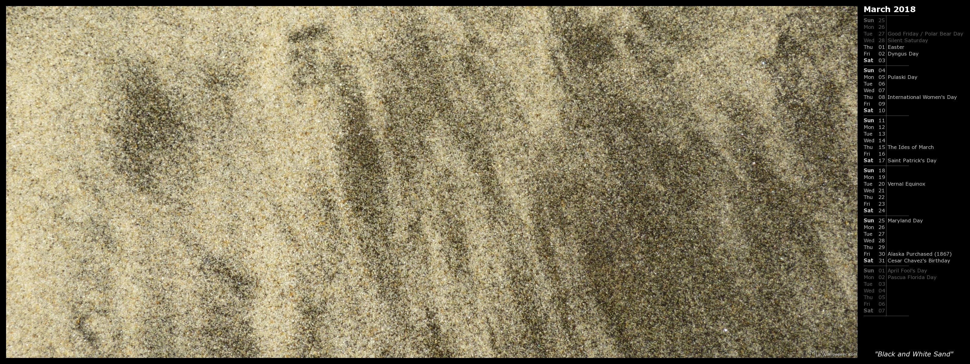 3193x1200 Black sand beaches are beautiful, and so are white sand beaches. A mix of  the two colors makes this abstract nature wallpaper interesting.