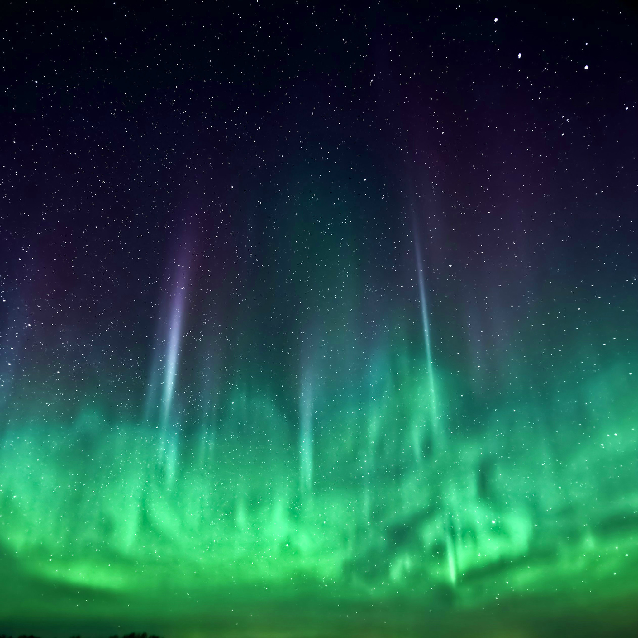 2048x2048 2050 2: Wonderful Northern Aurora Lights Skyscape Space View iPad wallpaper
