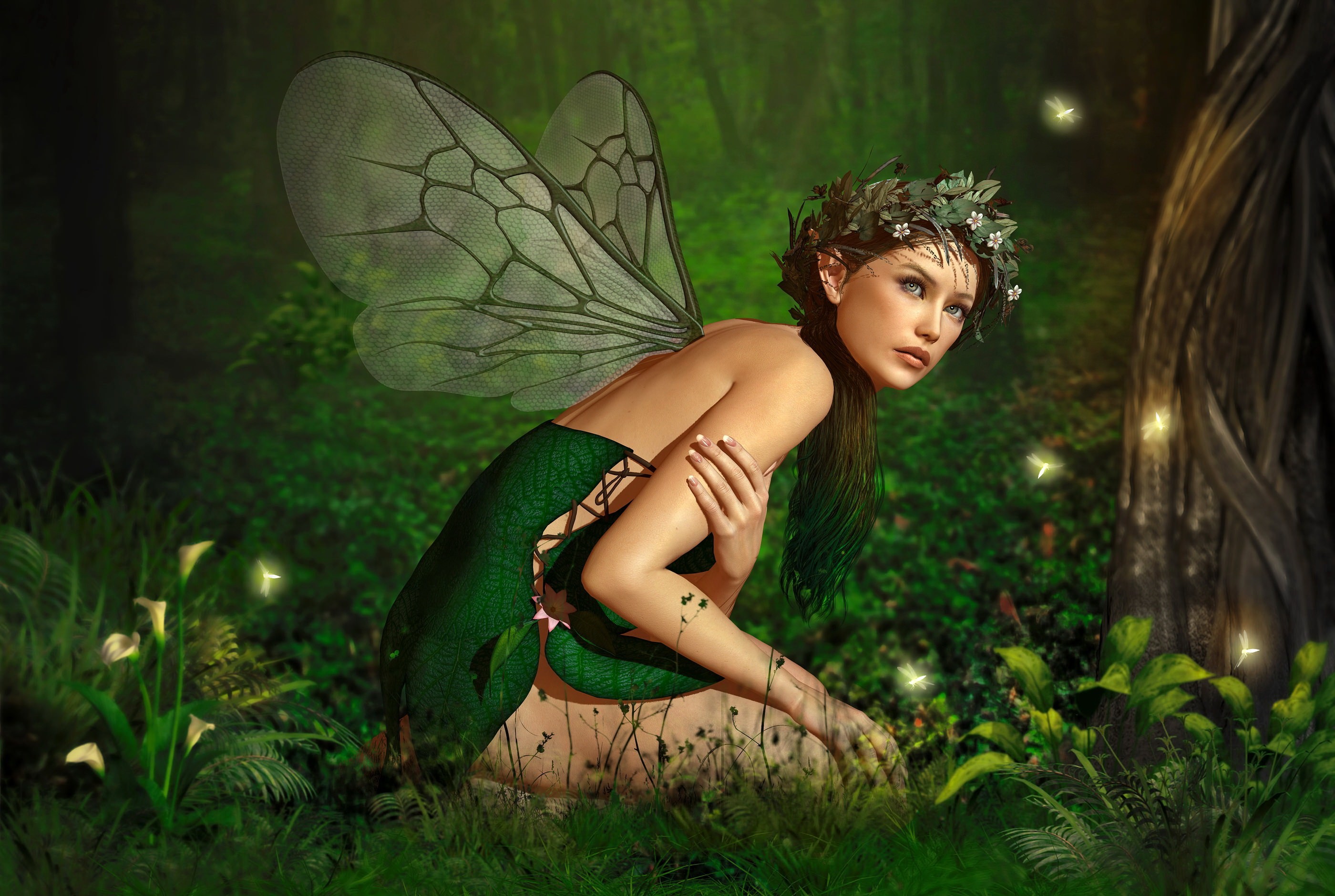 2800x1880 Pretty Forest Fairy Wallpaper