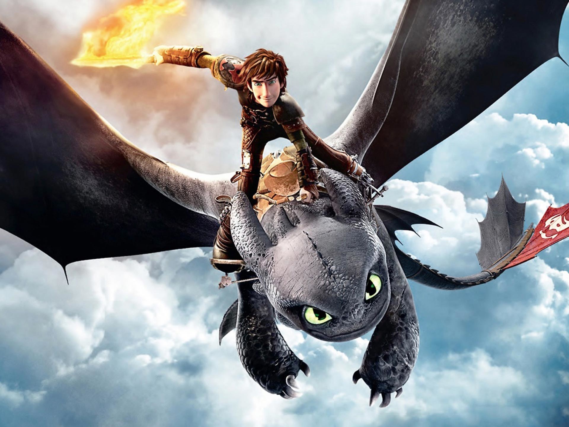 1920x1440 How to Train Your Dragon 2 - Hiccup riding Night Fury  wallpaper