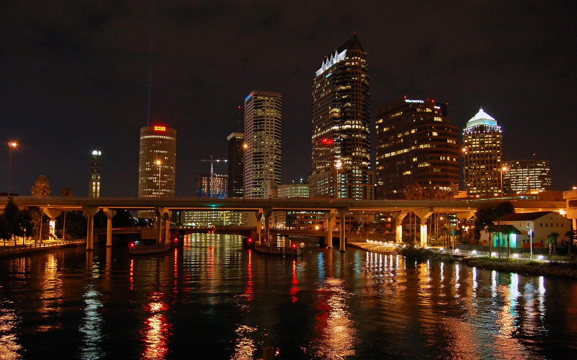 1920x1200 Water cityscapes skylines lights architecture bridges buildings Tampa Bay  Lightning wallpaper |  | 205201 | WallpaperUP