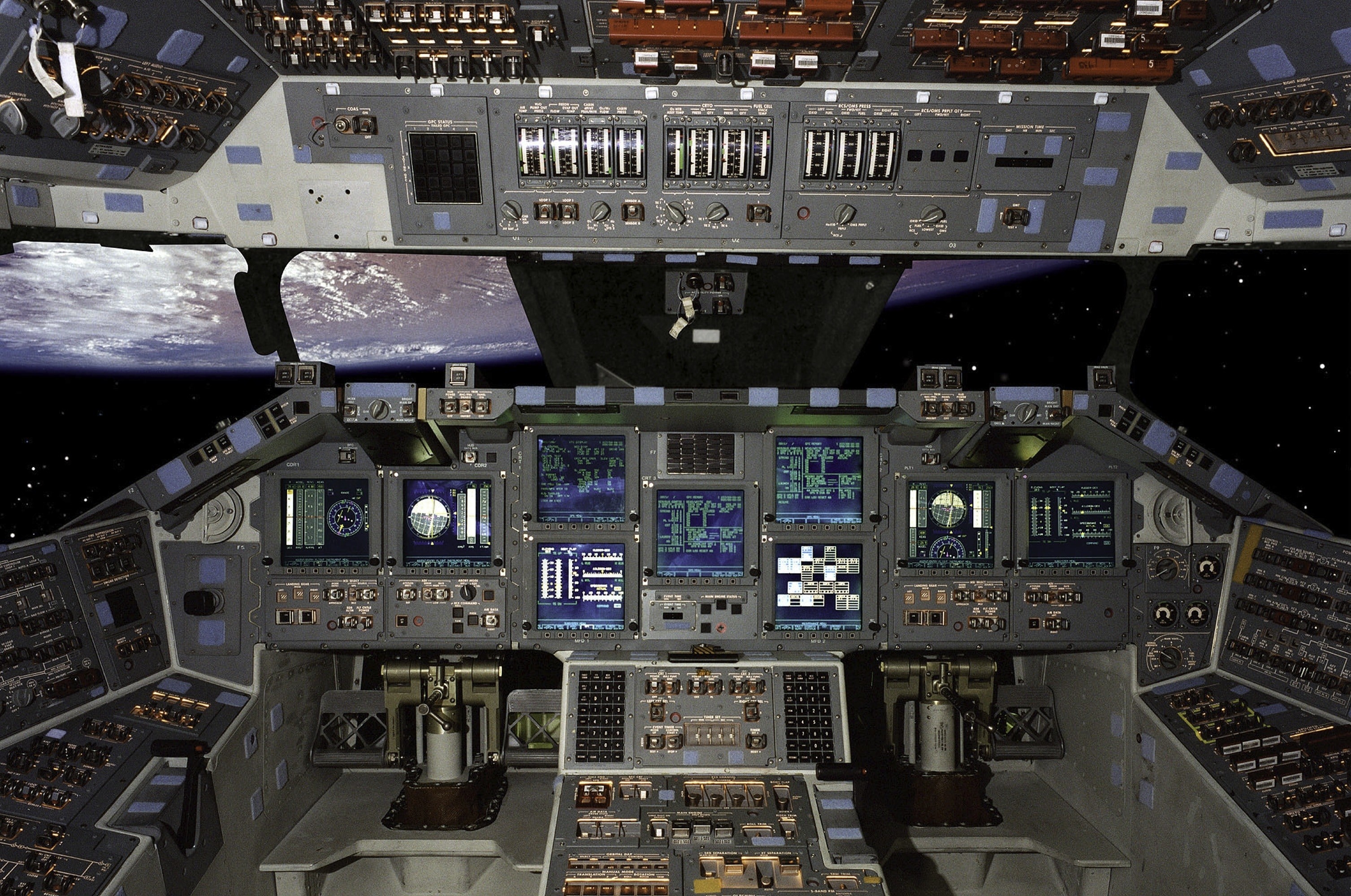 3014x2000 gray and black airplane control panel