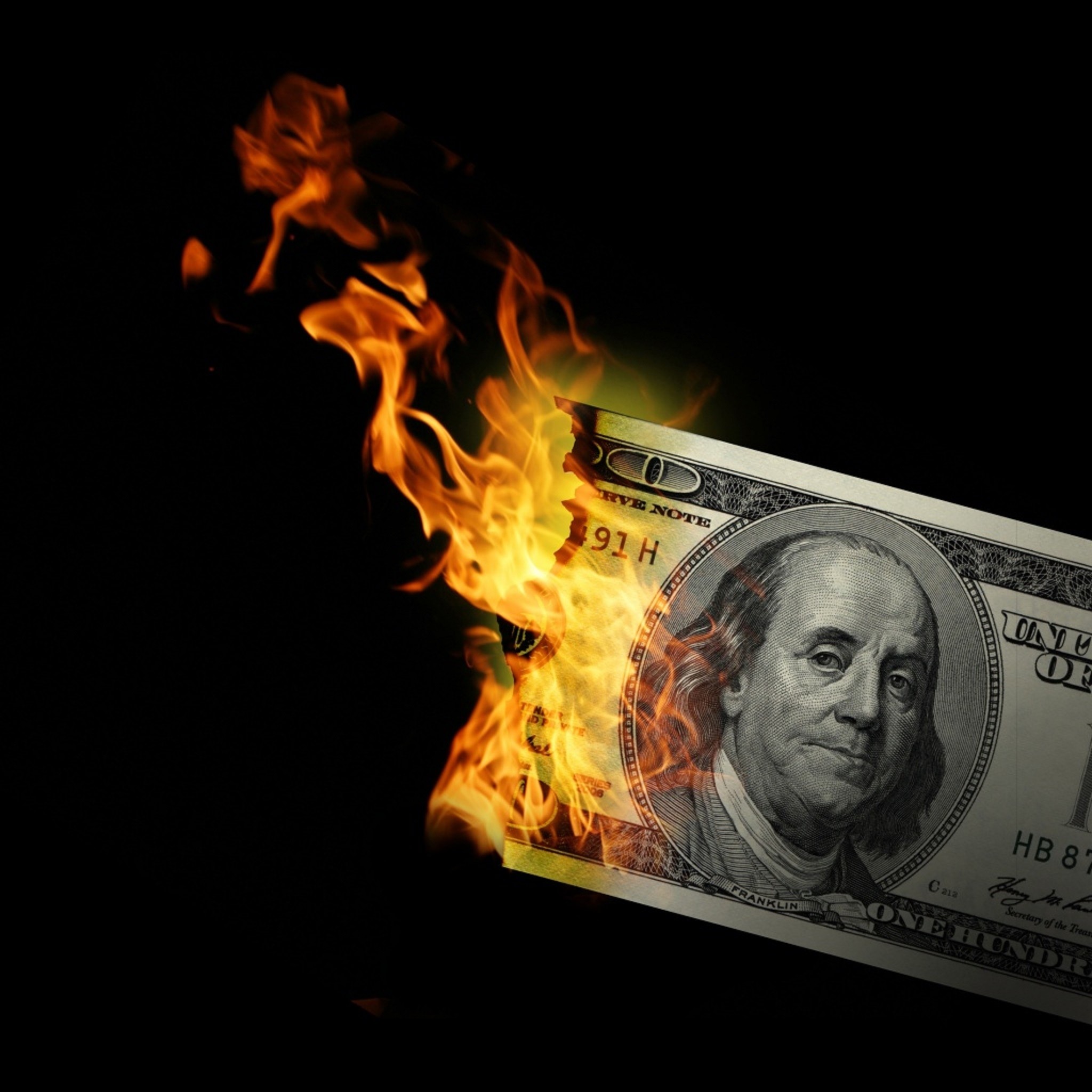 2048x2048 3d wallpaper money on fire -#main