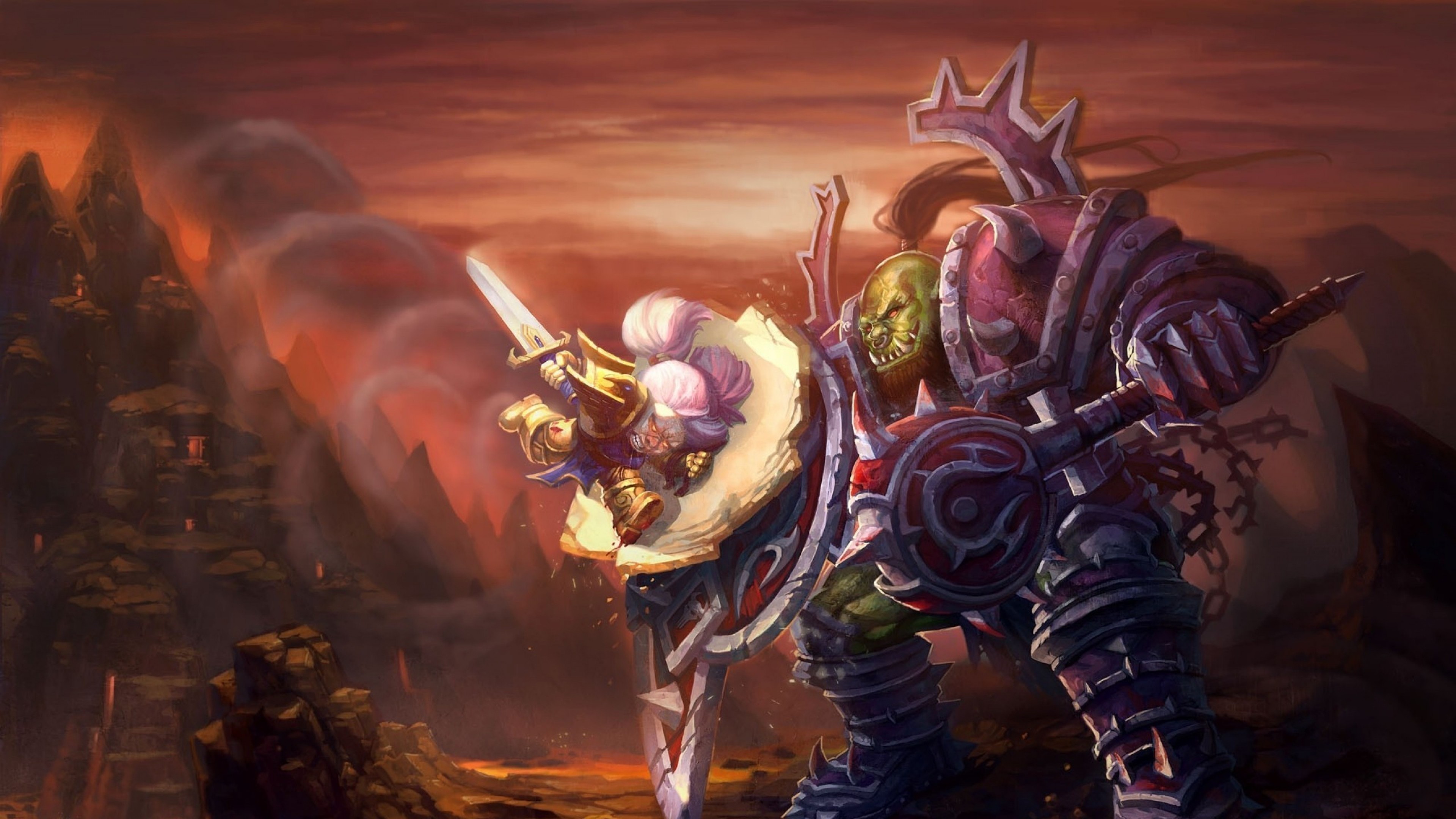 3840x2160 Preview wallpaper world of warcraft, wow, orc, warrior, dwarf, paladin  