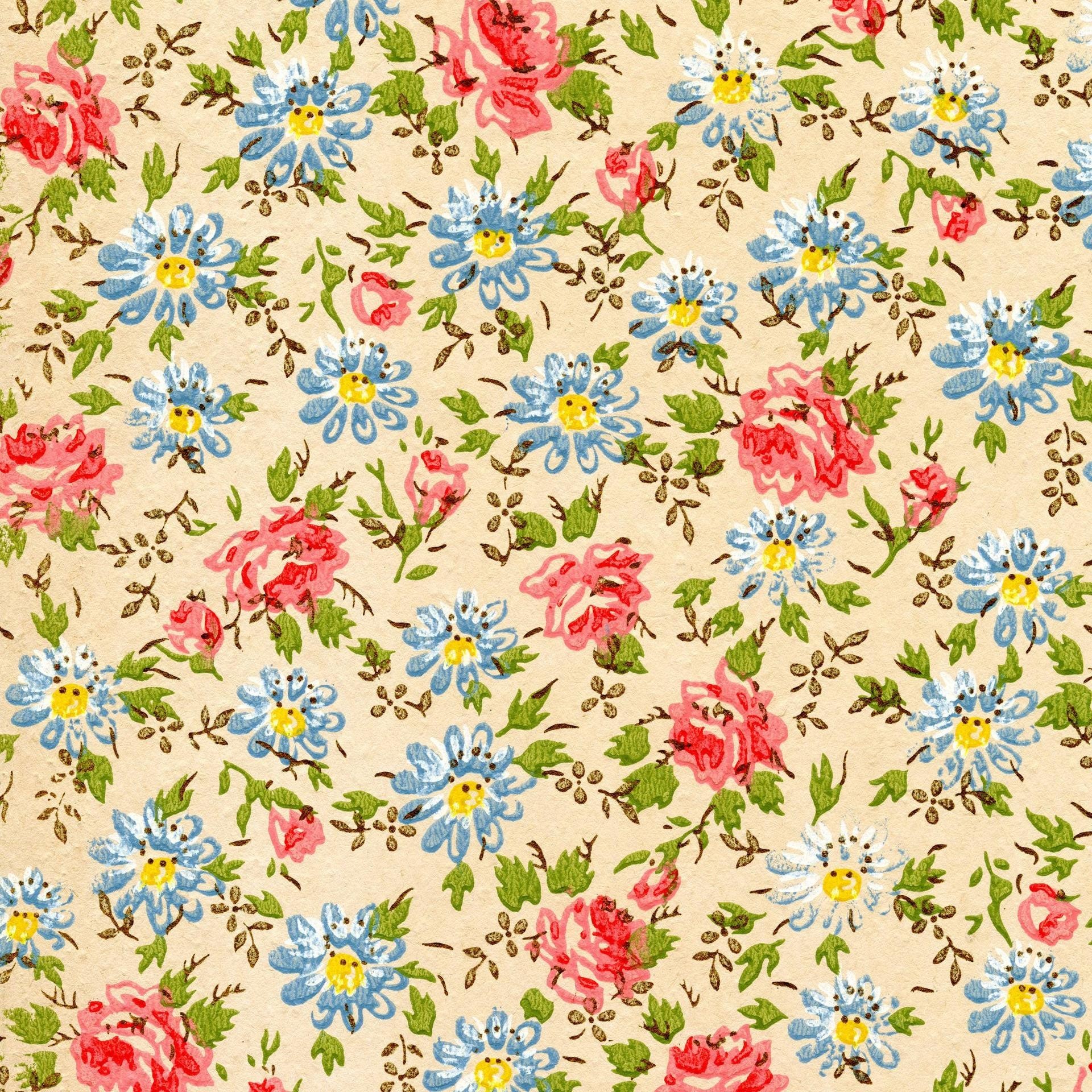 1920x1920  Wallpapers For > Retro Floral Desktop Wallpaper