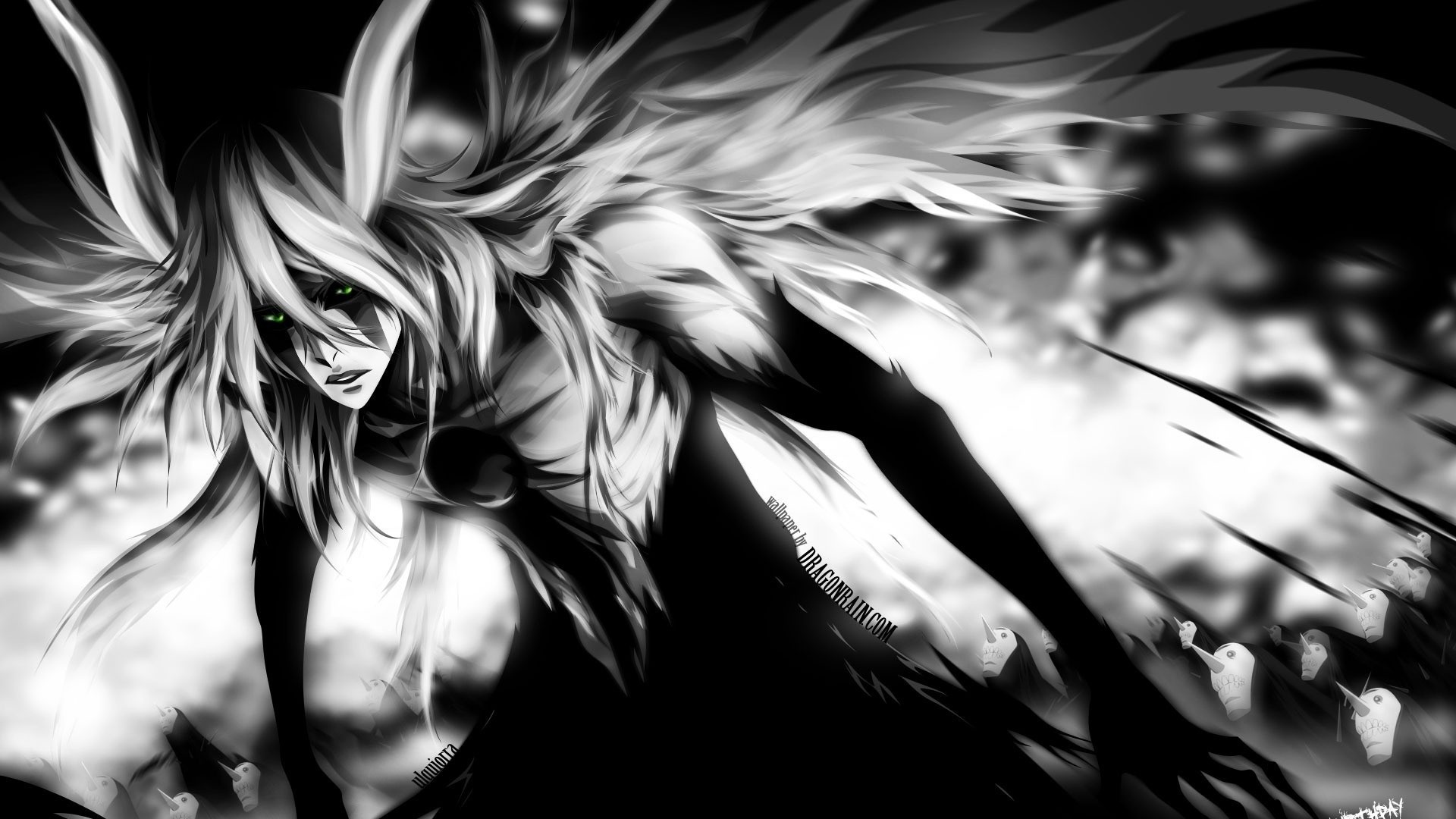1920x1080 Preview wallpaper anime, ulquiorra, gillian, black and white, background  