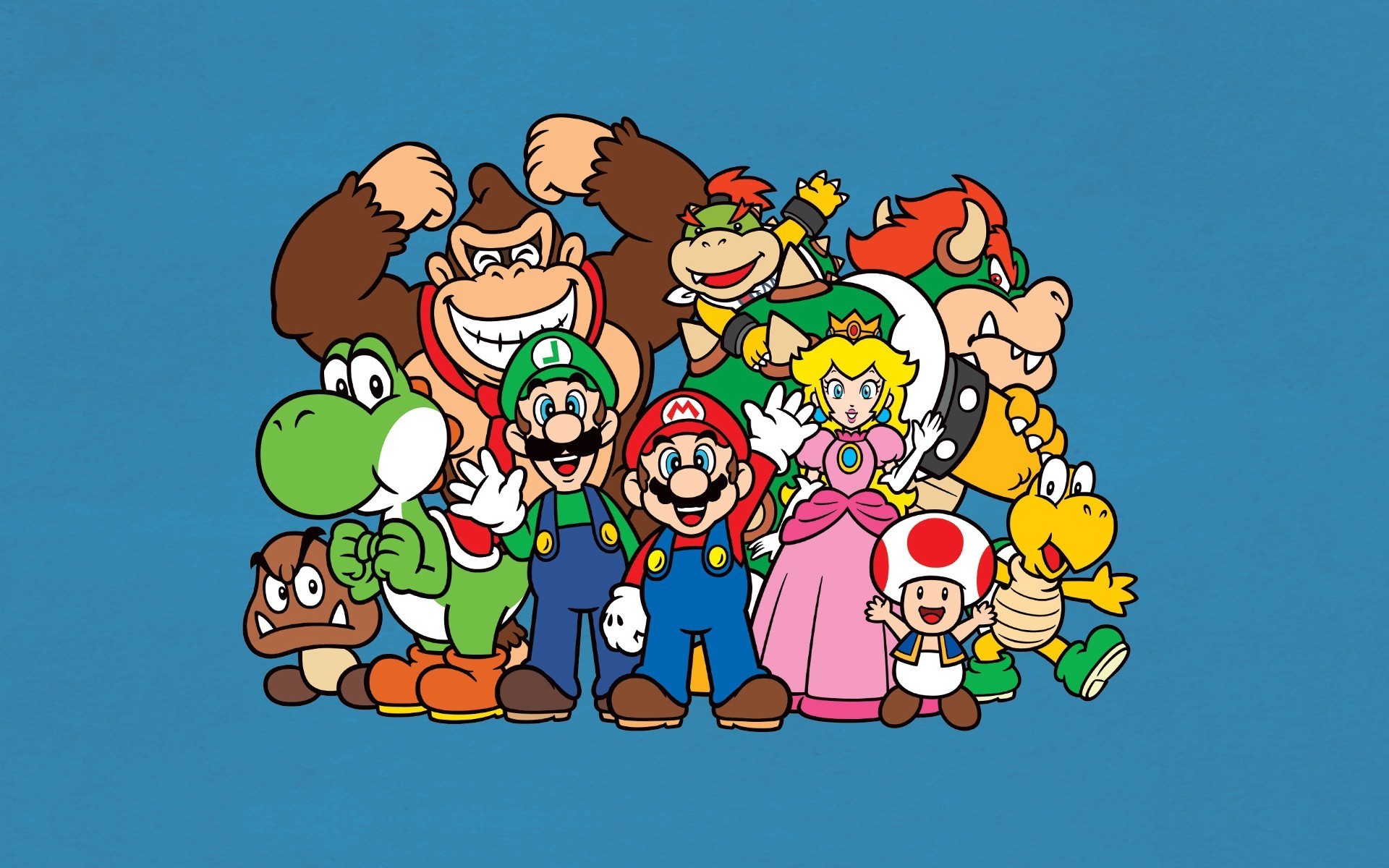 1920x1200 Mario Bros., Luigi, Yoshi, Princess Peach, Donkey Kong, Toad (character),  Video Games, Nintendo, Minimalism Wallpapers HD / Desktop and Mobile  Backgrounds