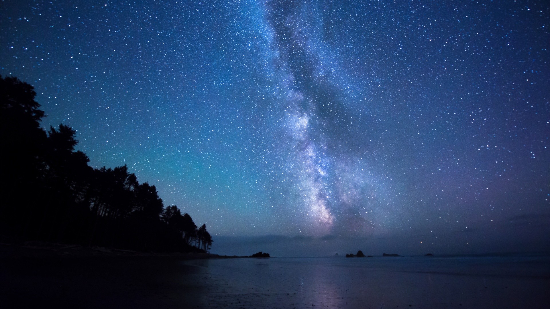 1920x1080 Sea Coast Night Sky Stars Milky Way  Resolution