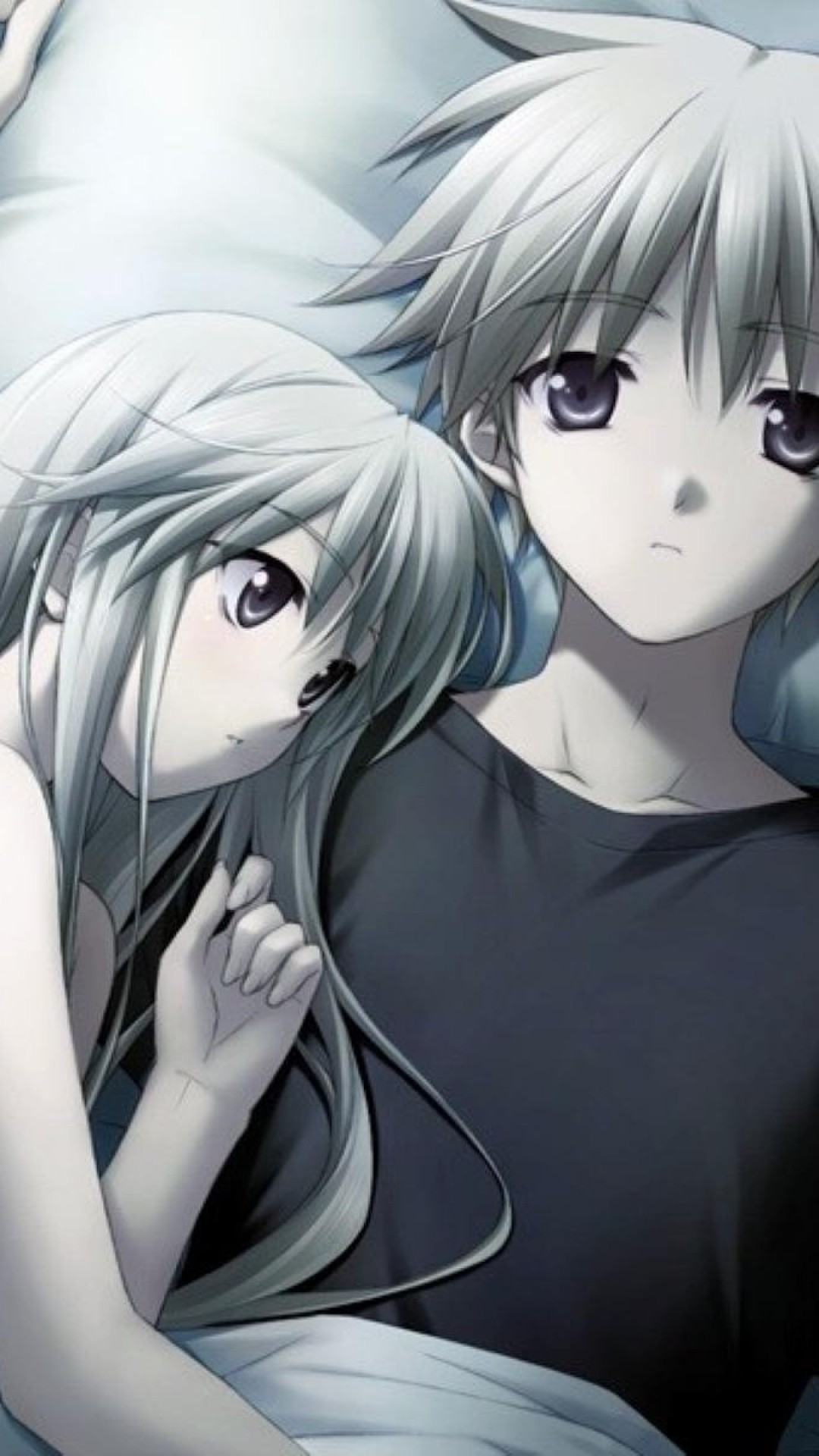 1080x1920  Wallpaper anime, couple, love, bed