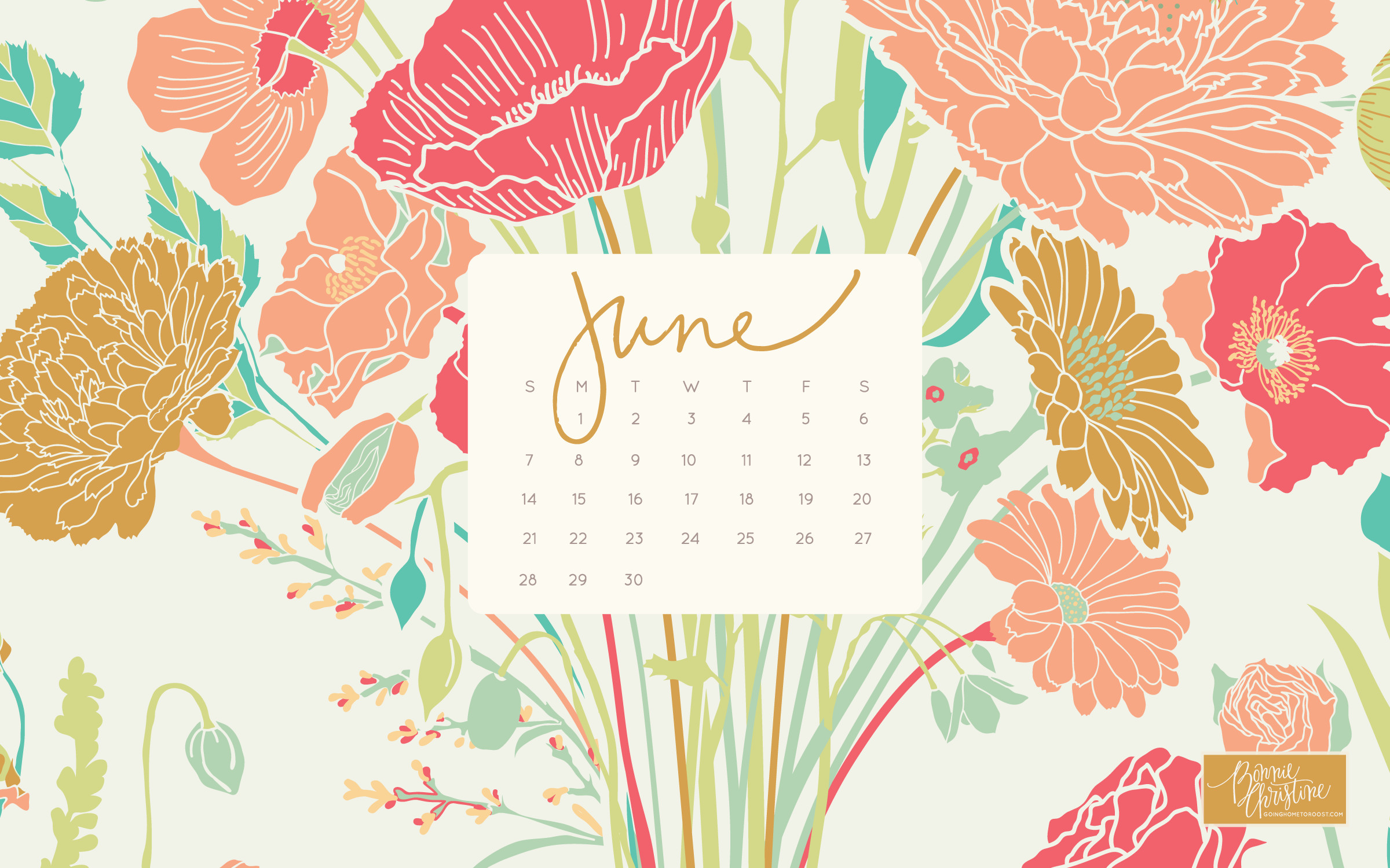 2400x1500 June 2015 Desktop + Smartphone Calendars