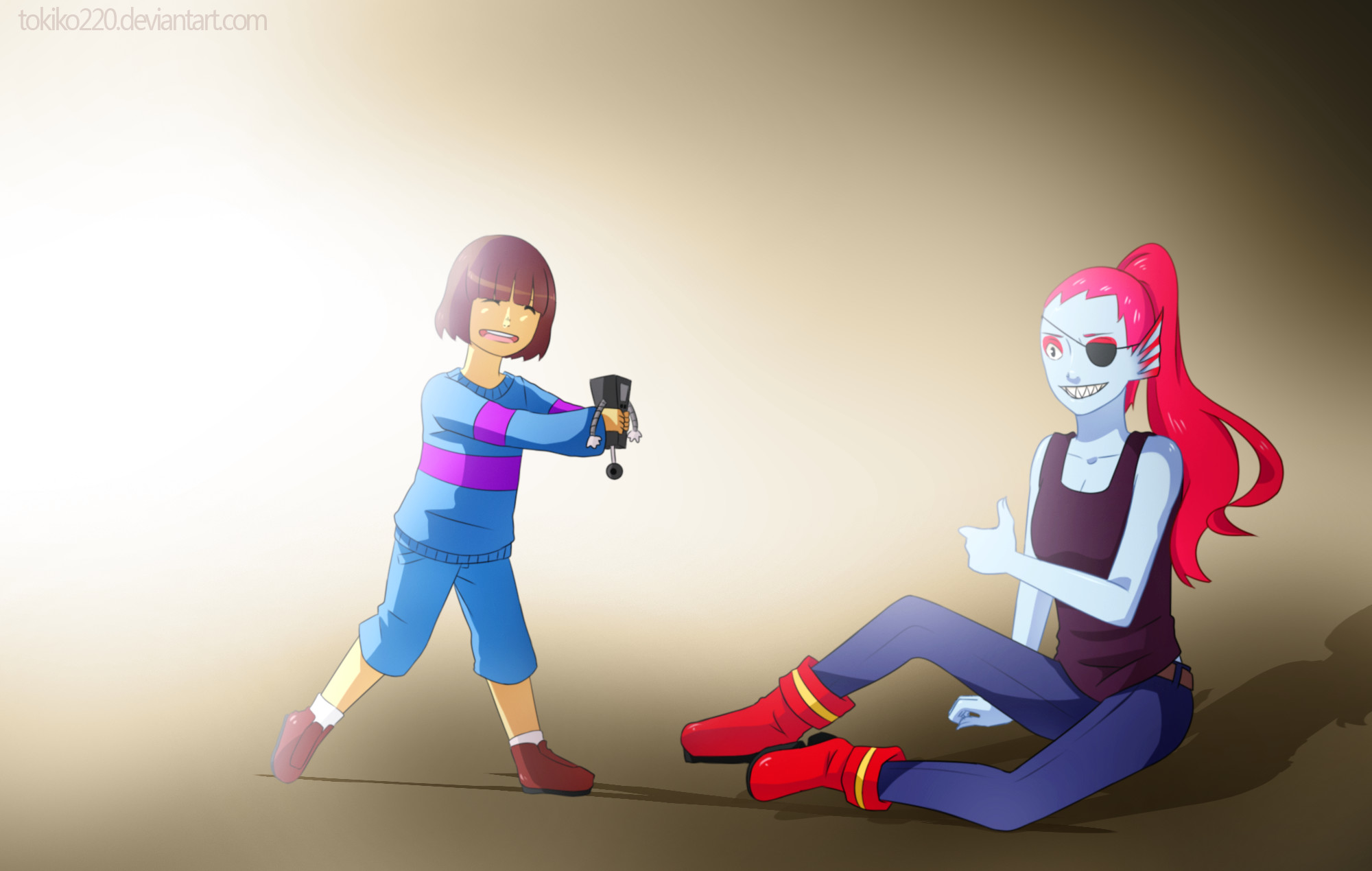 2000x1269 ... UNDERTALE: Frisk and Undyne by Tokiko220