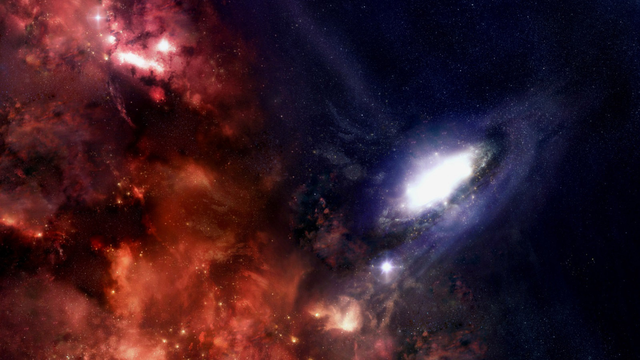 2048x1152 Preview wallpaper galaxy, stars, black holes, universe 