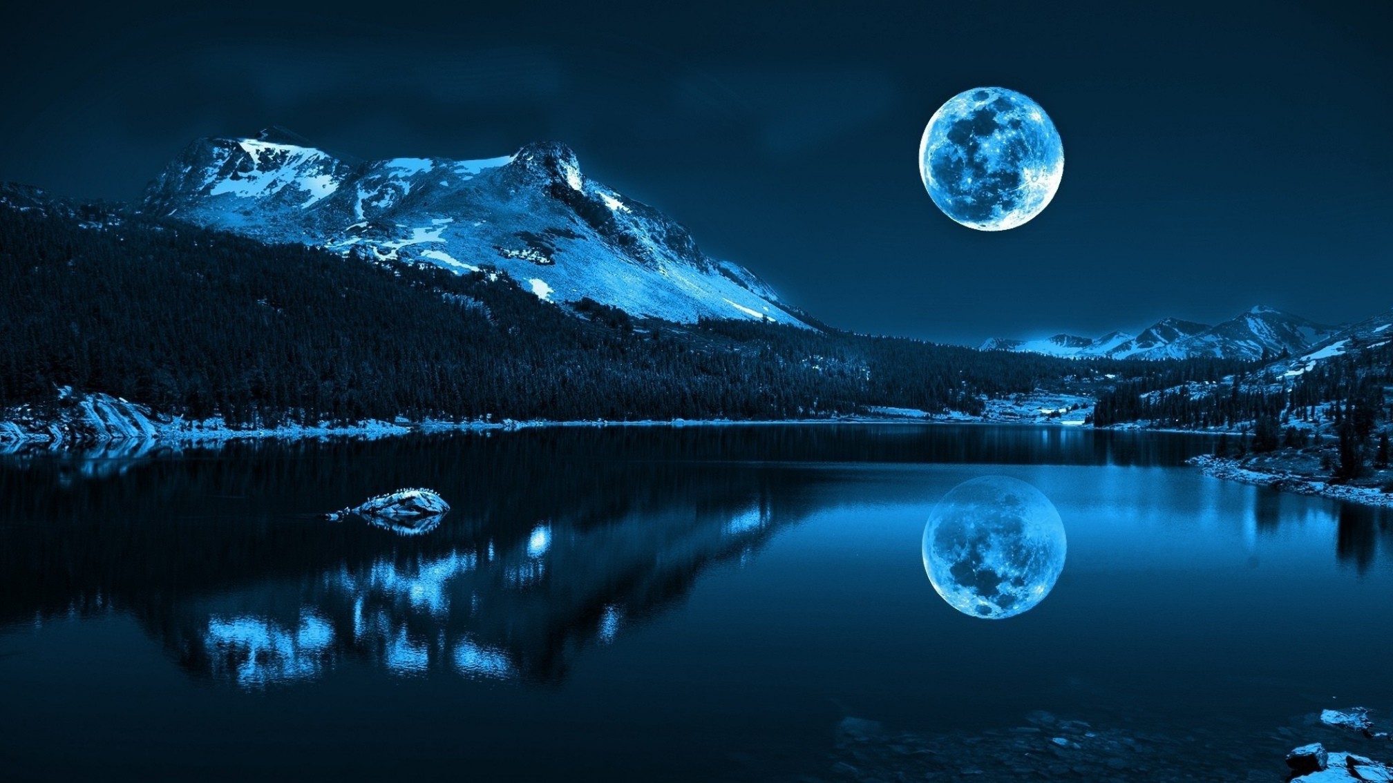 2016x1134 Image for 3D Wallpaper Of Lake And Moon Wallpaper Backgrounds HD Wallpapers