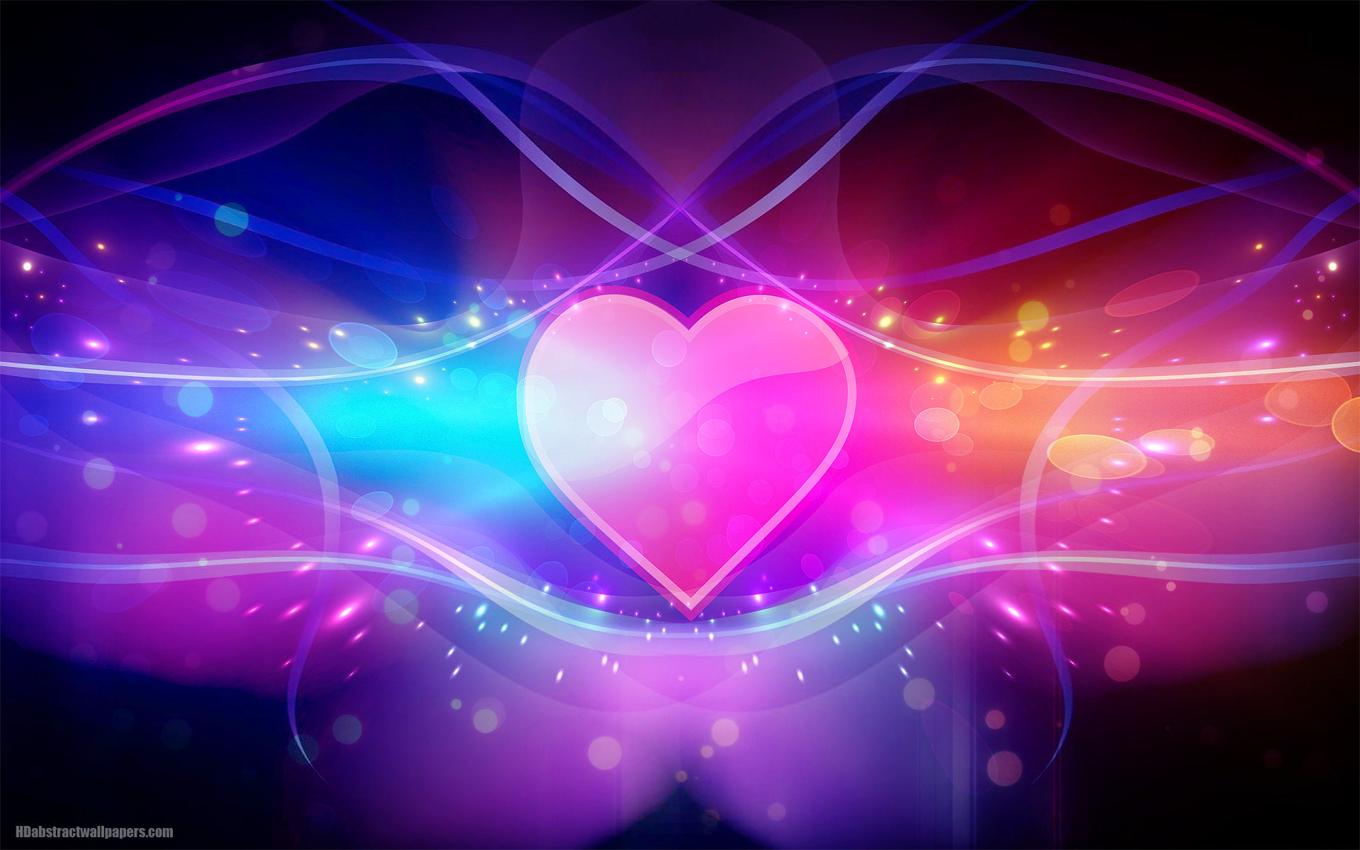 1920x1200 Colorful abstract wallpaper with pink love heart
