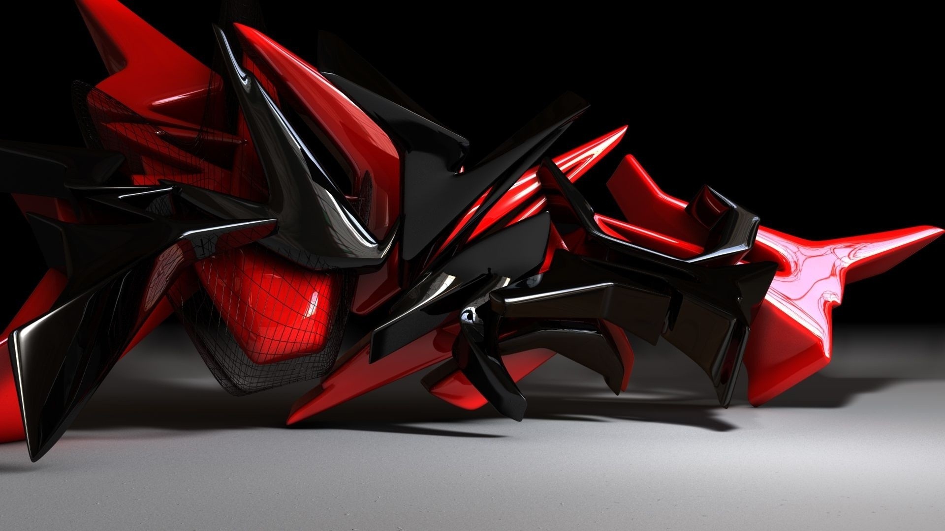 1920x1080 Black and Red 3D Wallpaper 2201