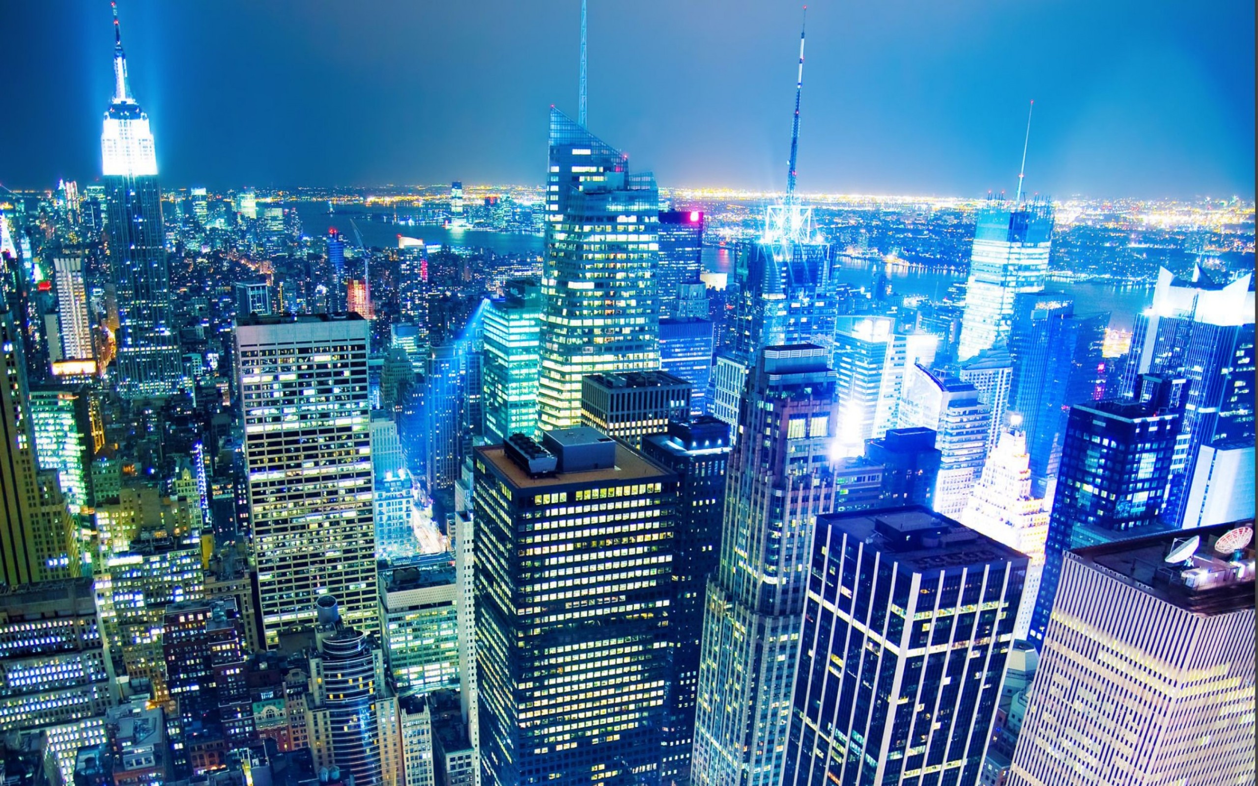 2560x1600 Night View Of Manhattan wallpaper