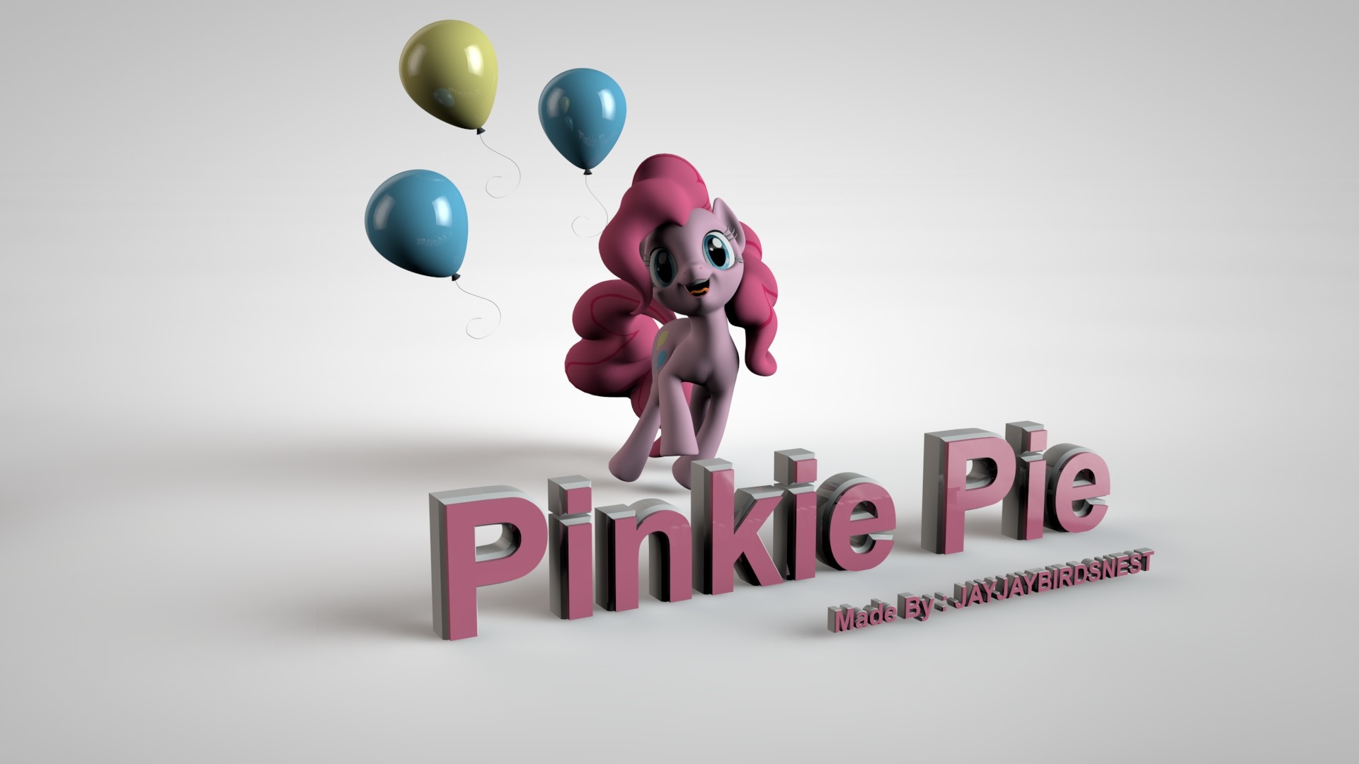 1920x1080 ... 3D My Little Pony FIM Pinkie Pie Wallpaper by jayjaybirdsnest