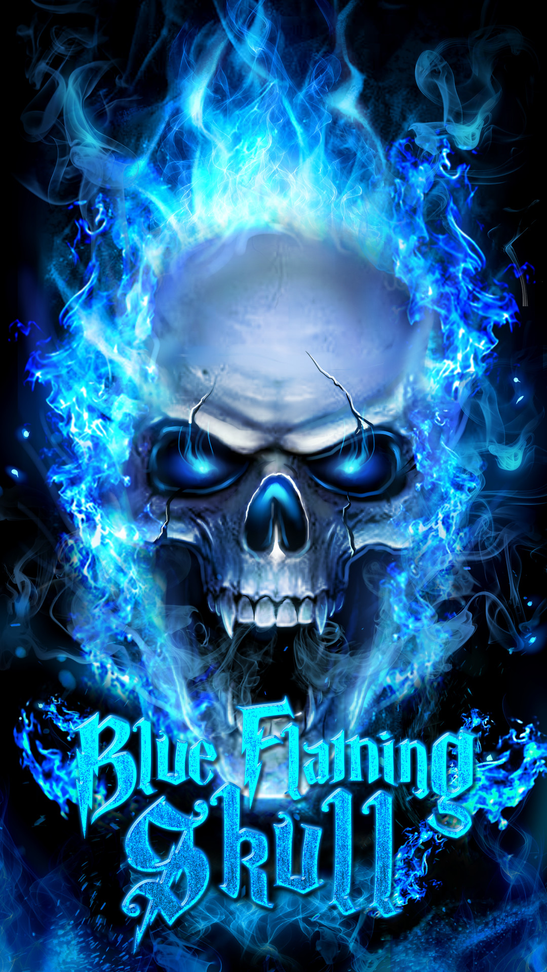1080x1920 Blue flaming skull live wallpaper!