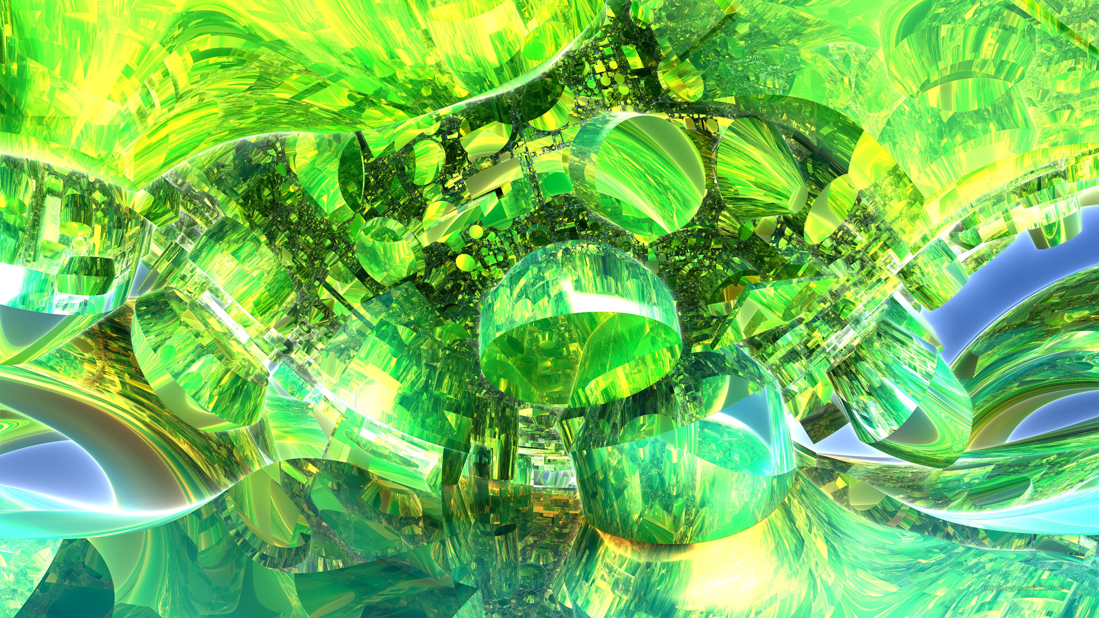 3840x2160 Emerald Splash - 3d Fractal Art 4k Ultra HD Wallpaper | Hintergrund |   | ID:834061 - Wallpaper Abyss