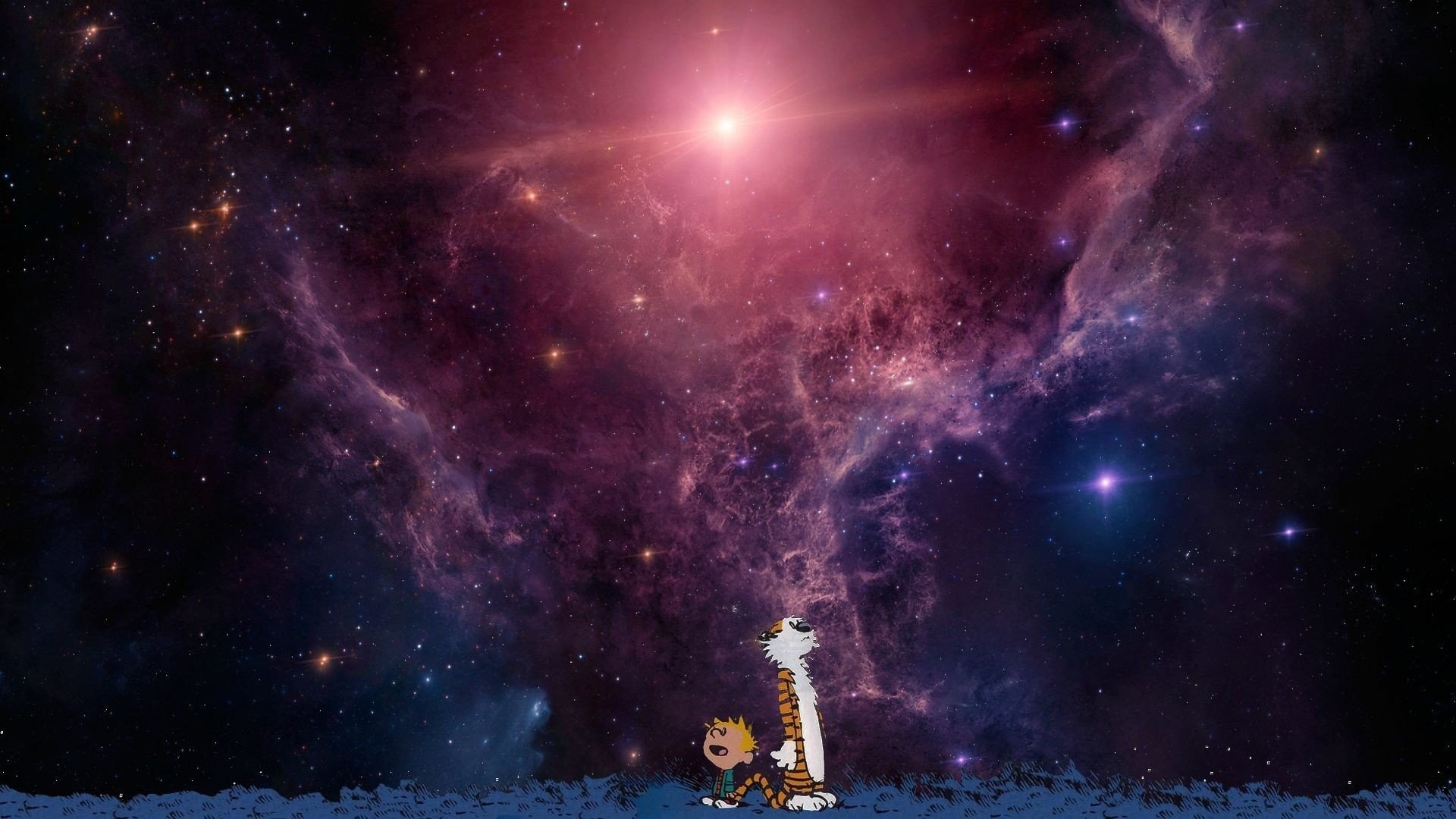 1920x1080 space wallpaper calvin and hobbes