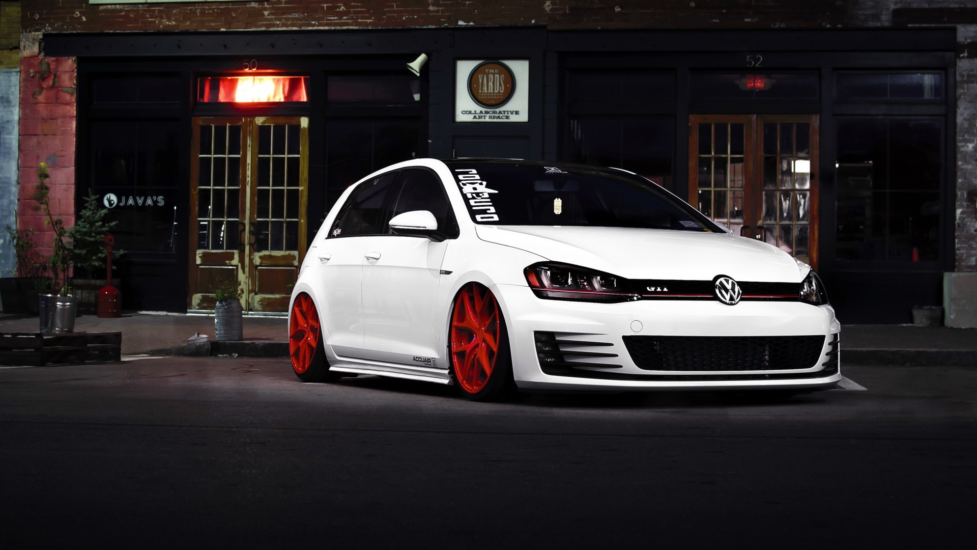 1920x1080 Preview wallpaper volkswagen golf, gti, white, front view 